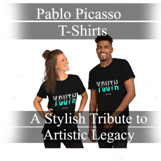 T-shirt with Pablo Picasso-inspired artwork design, featuring bold, abstract patterns and vibrant colors.