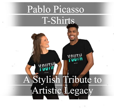 T-shirt with Pablo Picasso-inspired artwork design, featuring bold, abstract patterns and vibrant colors.