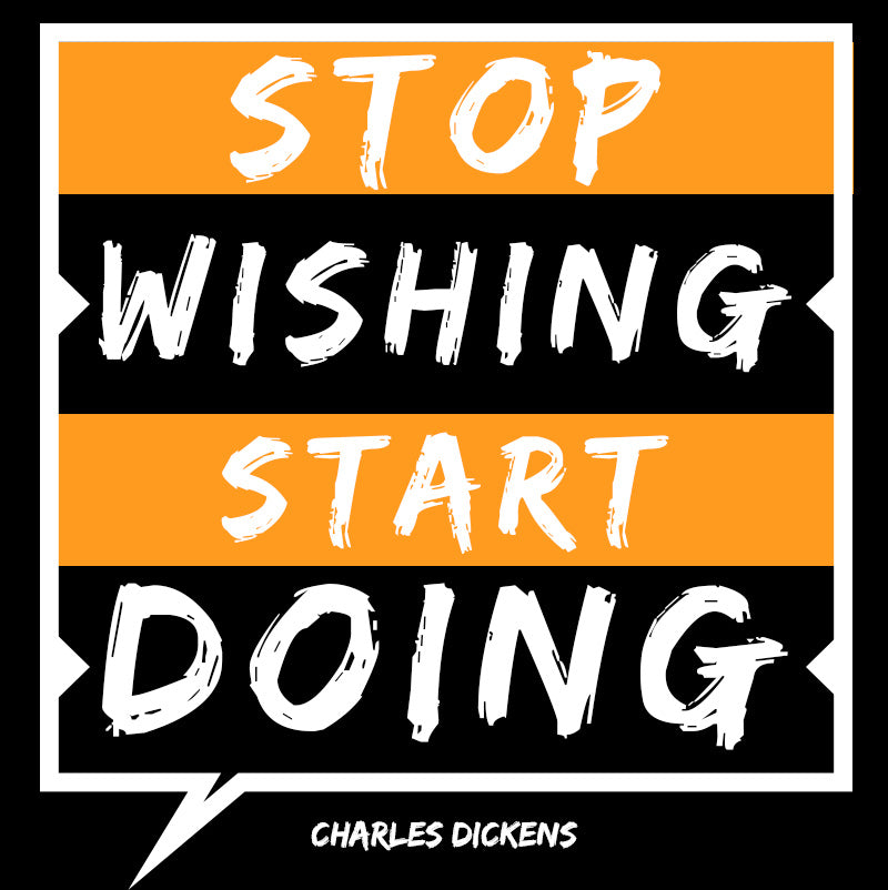 Women's Racerback Tank - Charles Dickens quotes, "Stop wishing, Start doing"