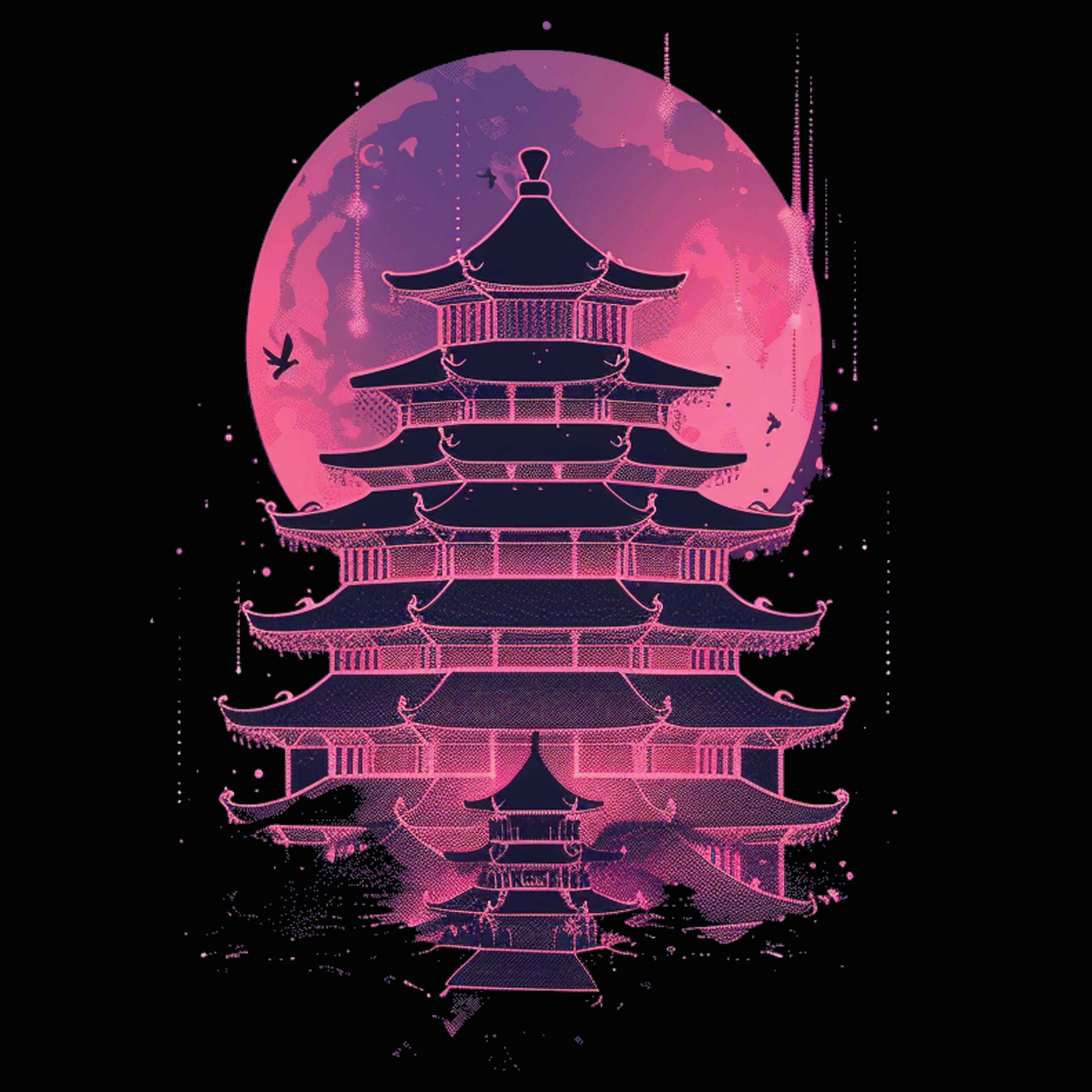 Unisex t-shirt - Temple of ChinaPink and Purple