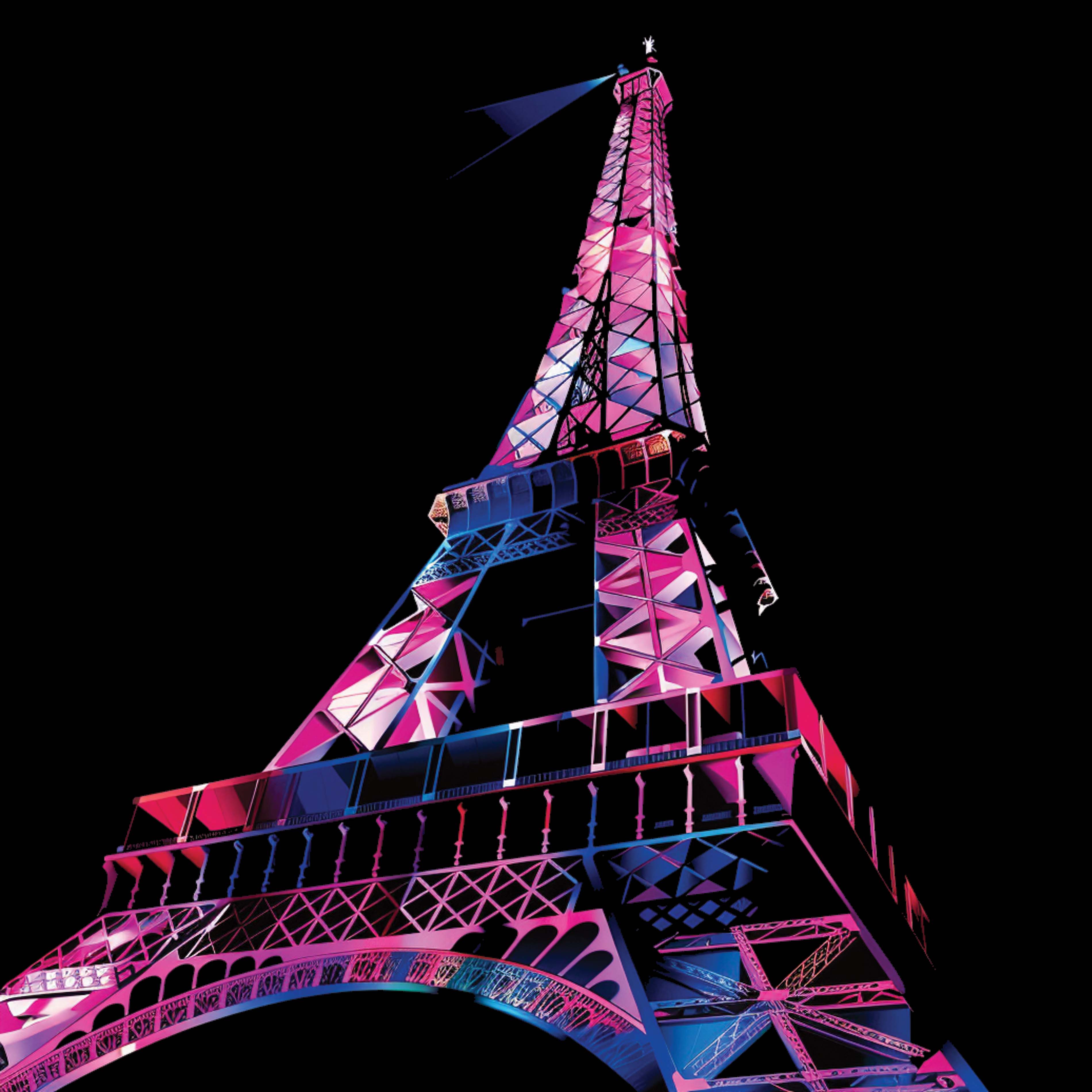 Eco Tote Bag -  Eiffel Tower in Purple And Pink