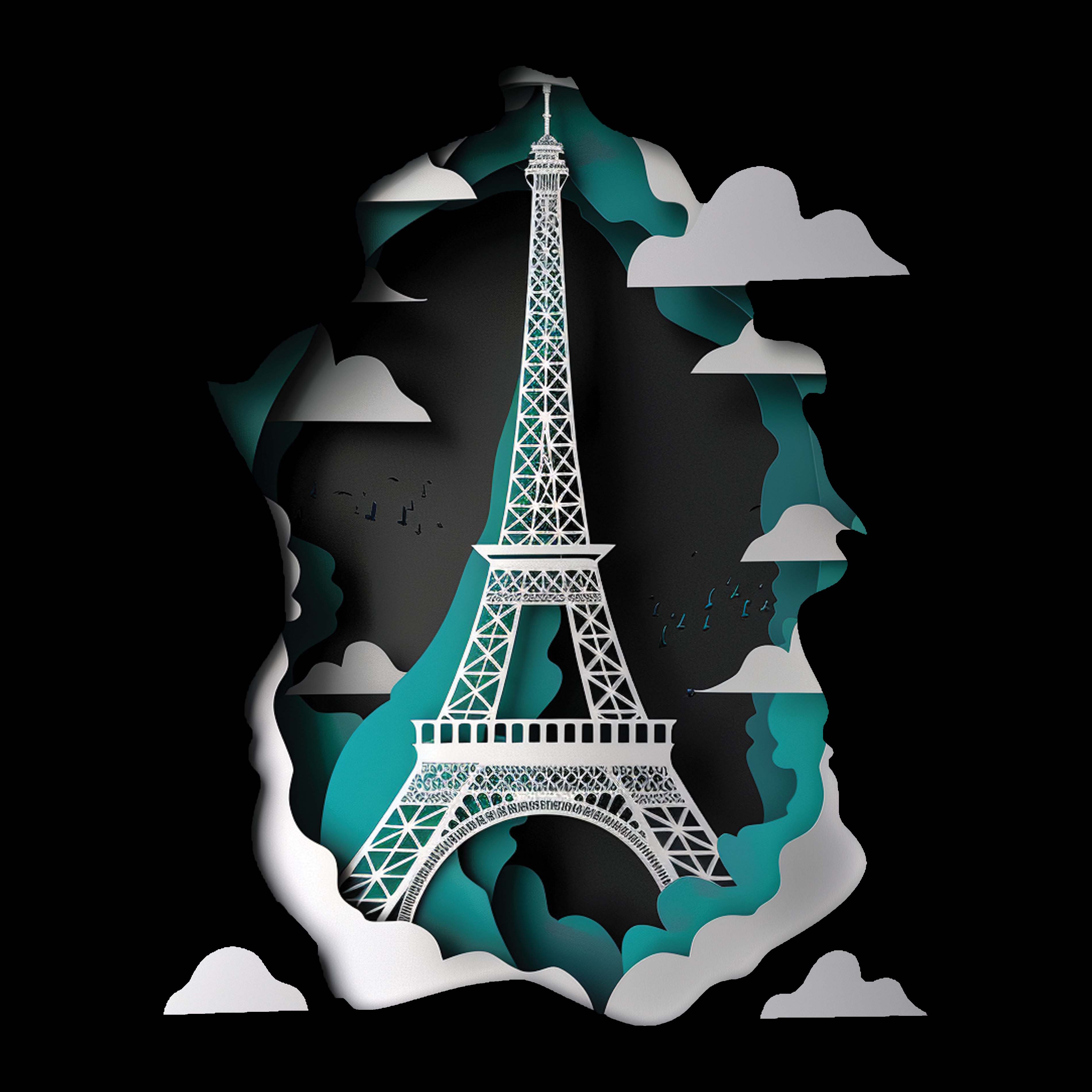 Eco Tote Bag - Paper Cut Eiffel Tower