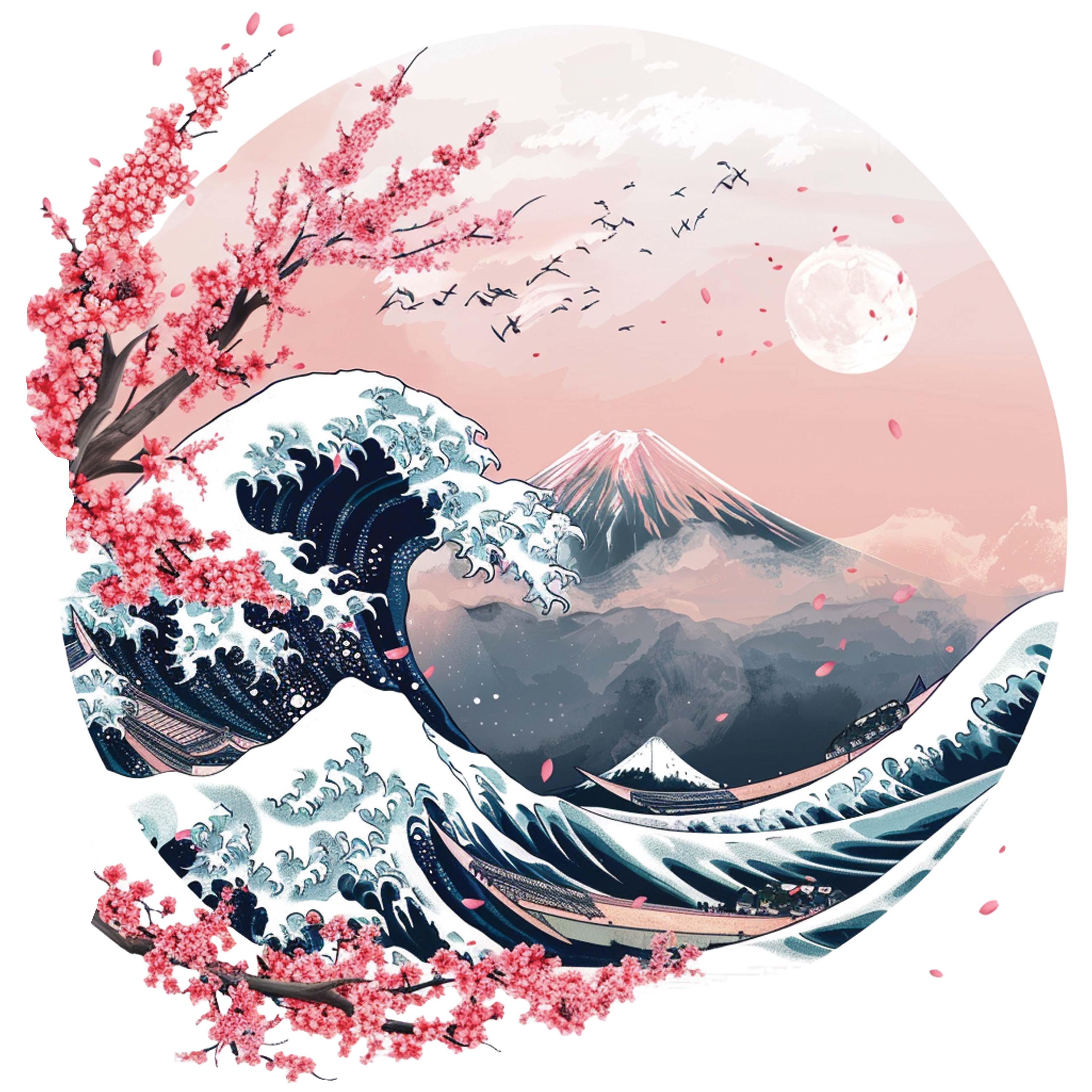 Unisex t-shirt - The Great Wave By Hokusai (white)