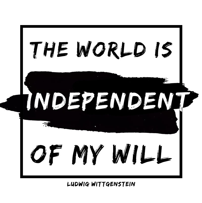 White glossy mug - Ludwig Wittgenstein quotes, "The world is independent of my will"