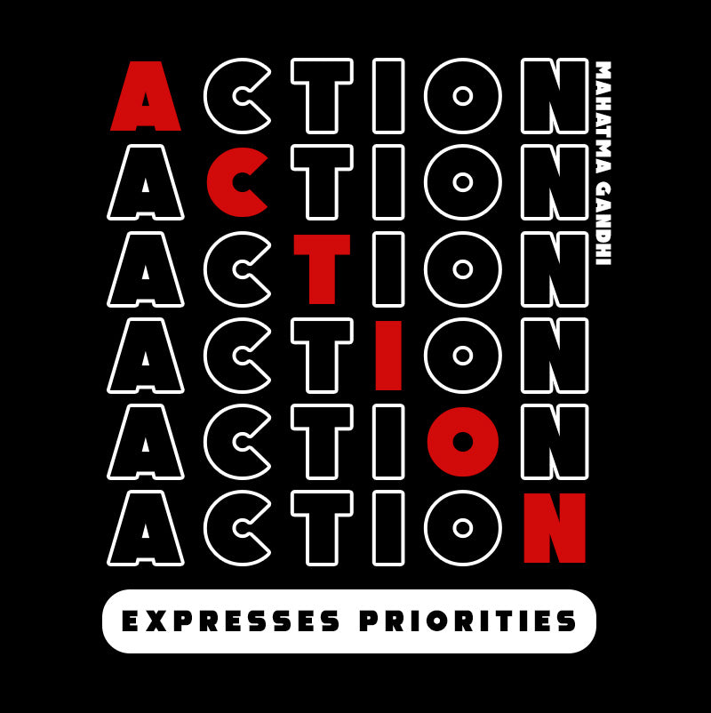 Eco Tote Bag - Mahatma Gandhi quotes, "Action expresses priorities."