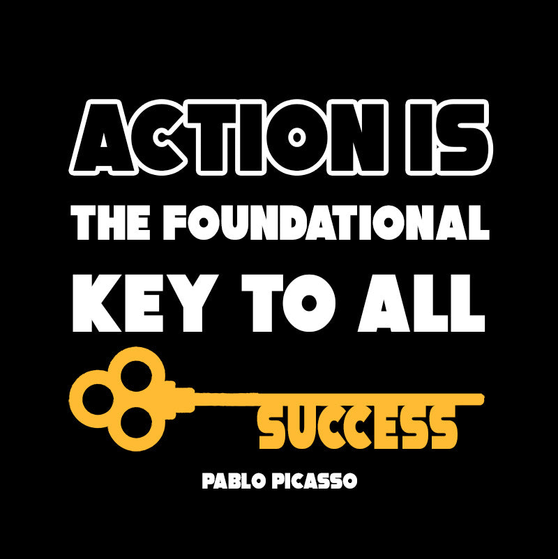 Eco Tote Bag - Pablo Picasso Quotes, "Action is the foundational key to all success."