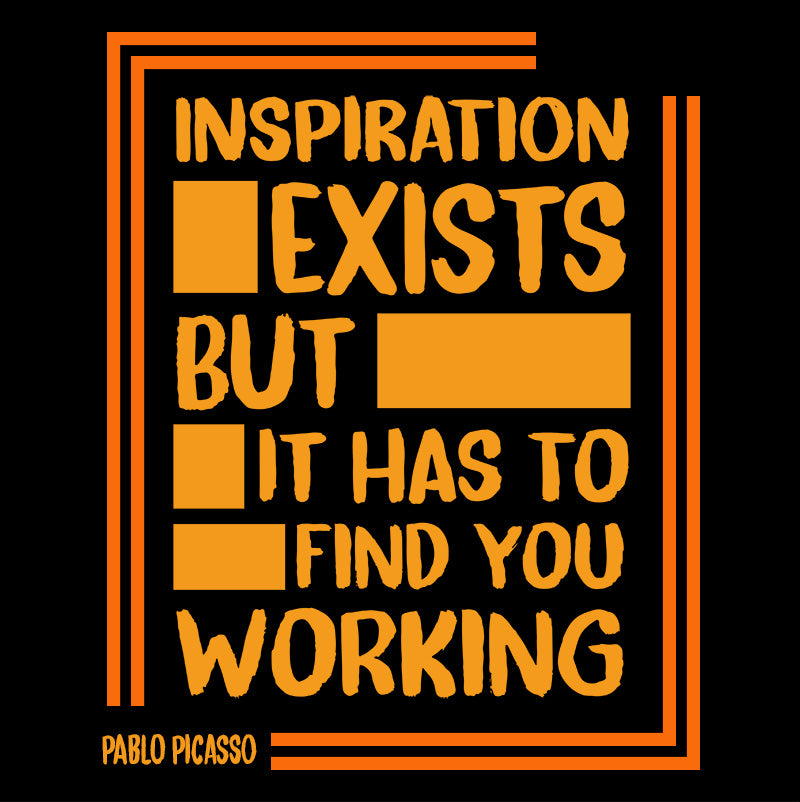 Women's Racerback Tank - Pablo Picasso quotes, “Inspiration exists, but it has to find you working.”