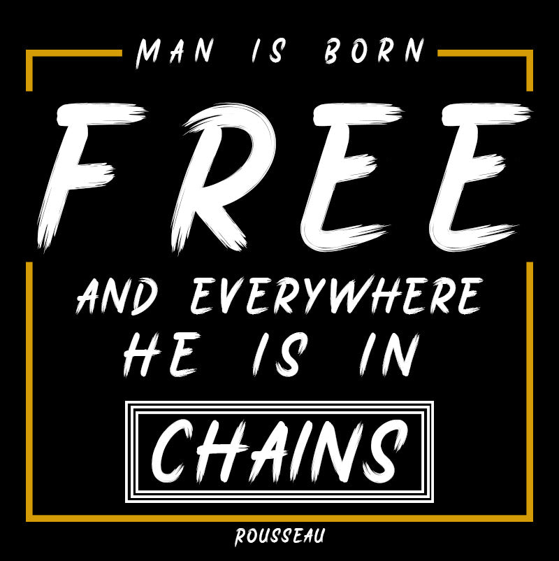 Women's Racerback Tank - Rousseau quotes, "Man is born free, and everywhere he is in chains"