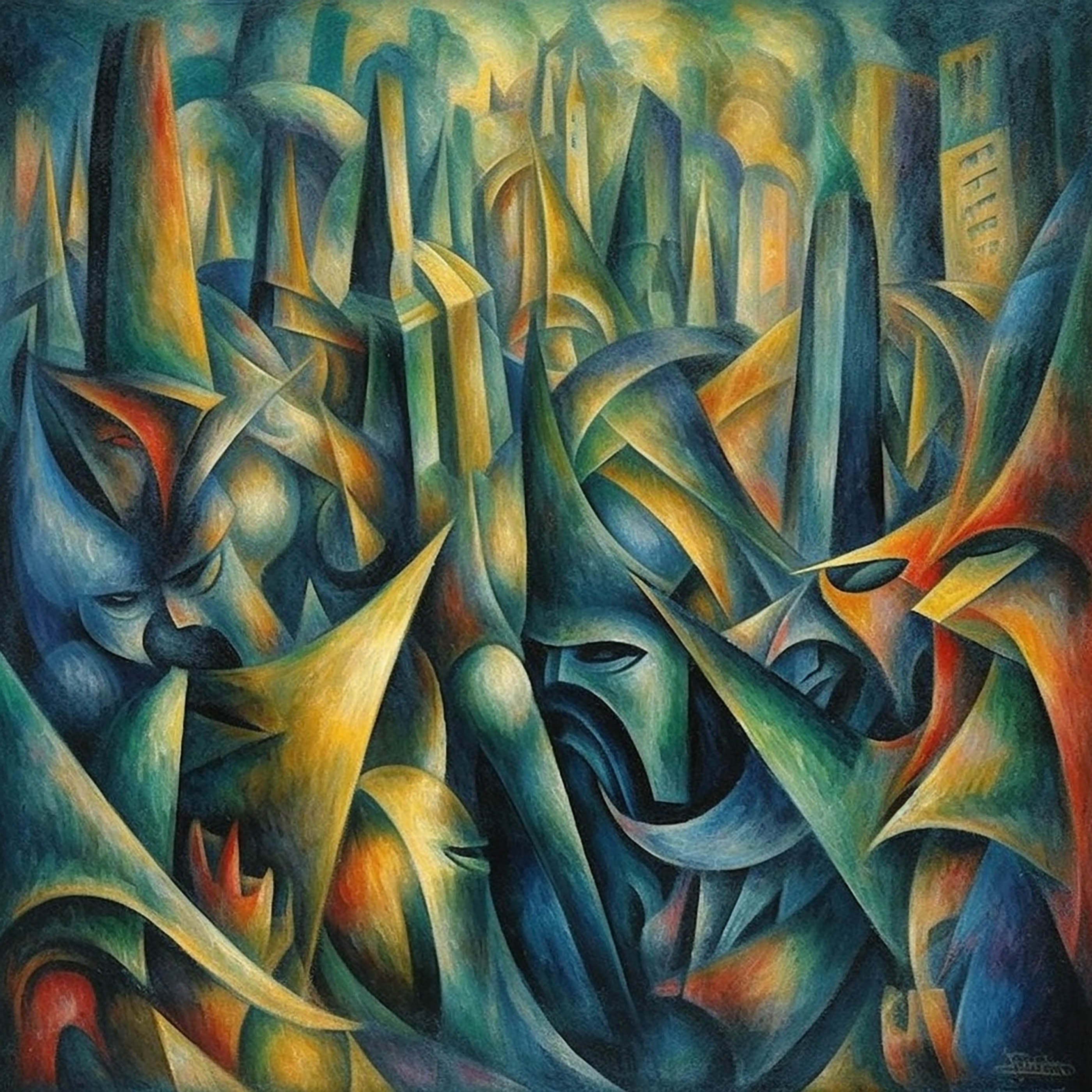 Recycled unisex sports jersey - Umberto Boccioni's "The City Rises" Inspired painting