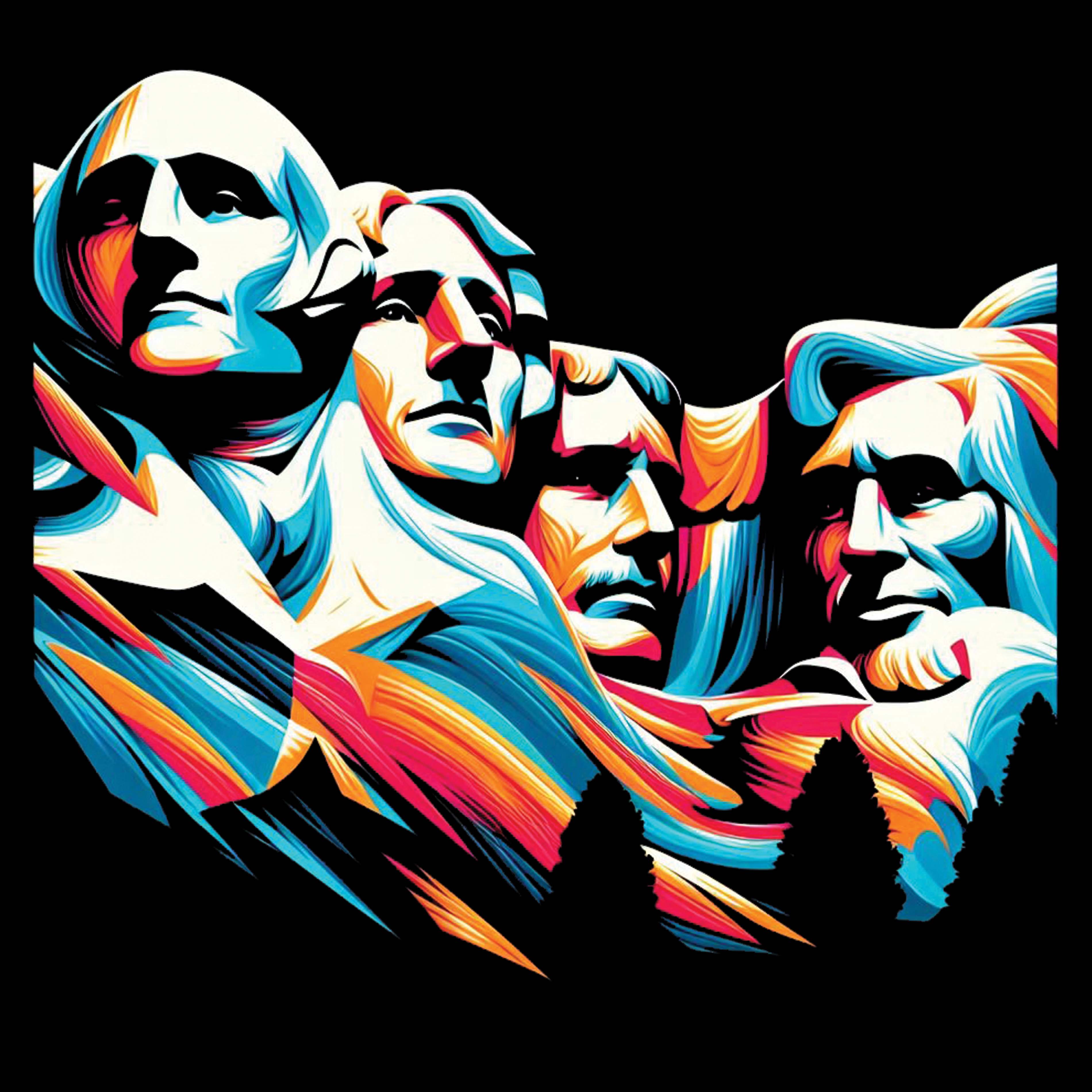 Unisex t-shirt - Colorful Mount Rushmore