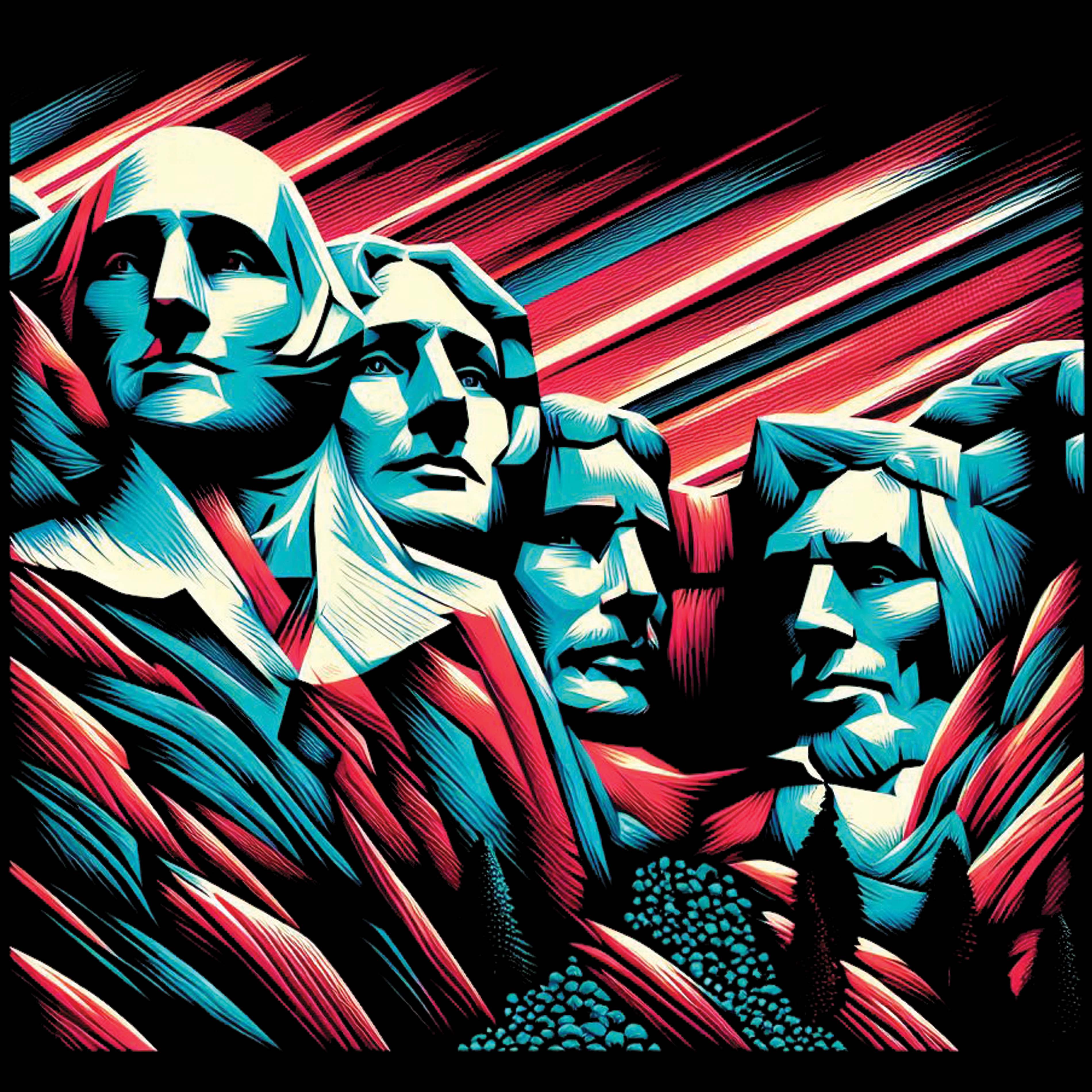 Unisex Sweatshirt - Mount Rushmore in Blue and Pink