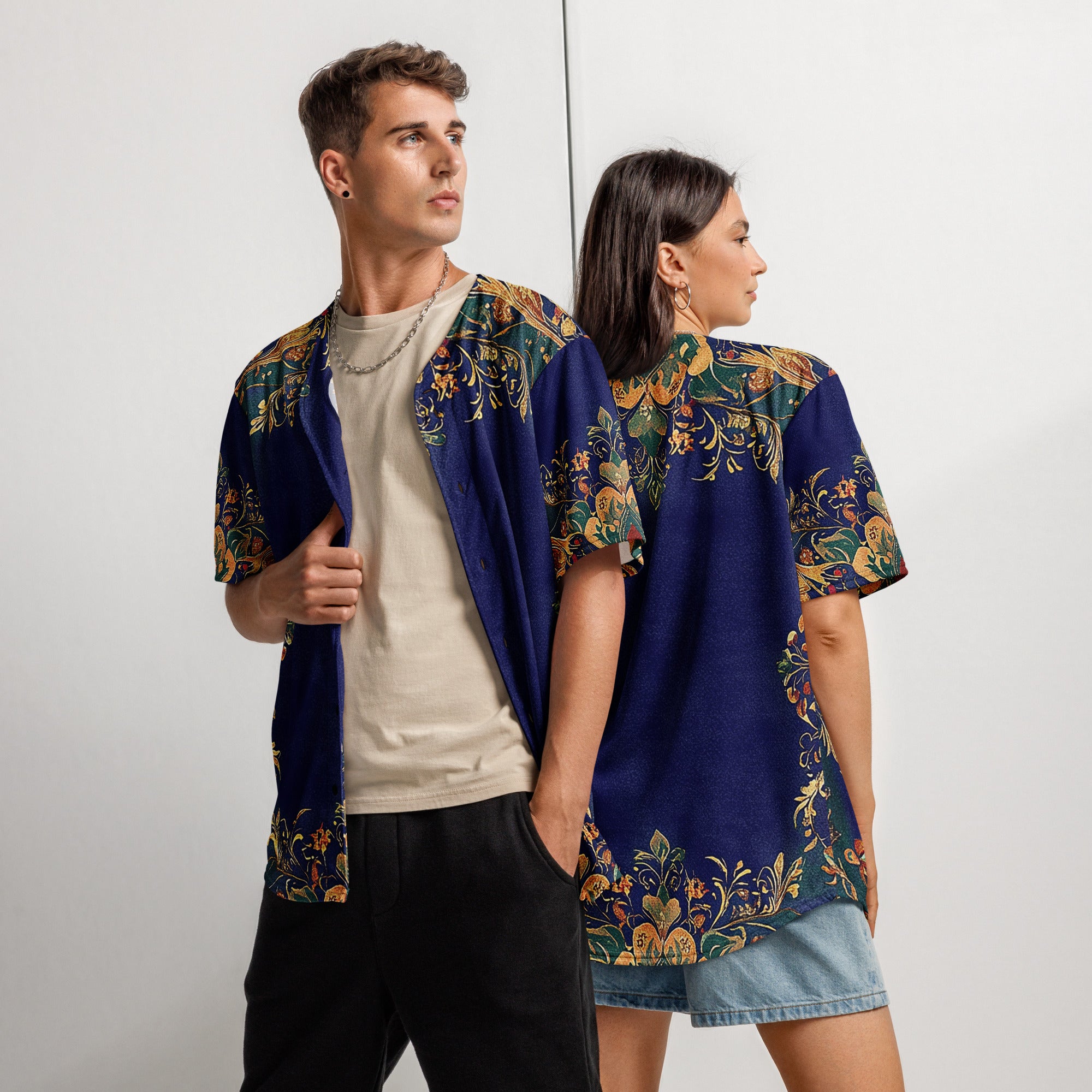 Recycled unisex button-up jersey - Persian motives