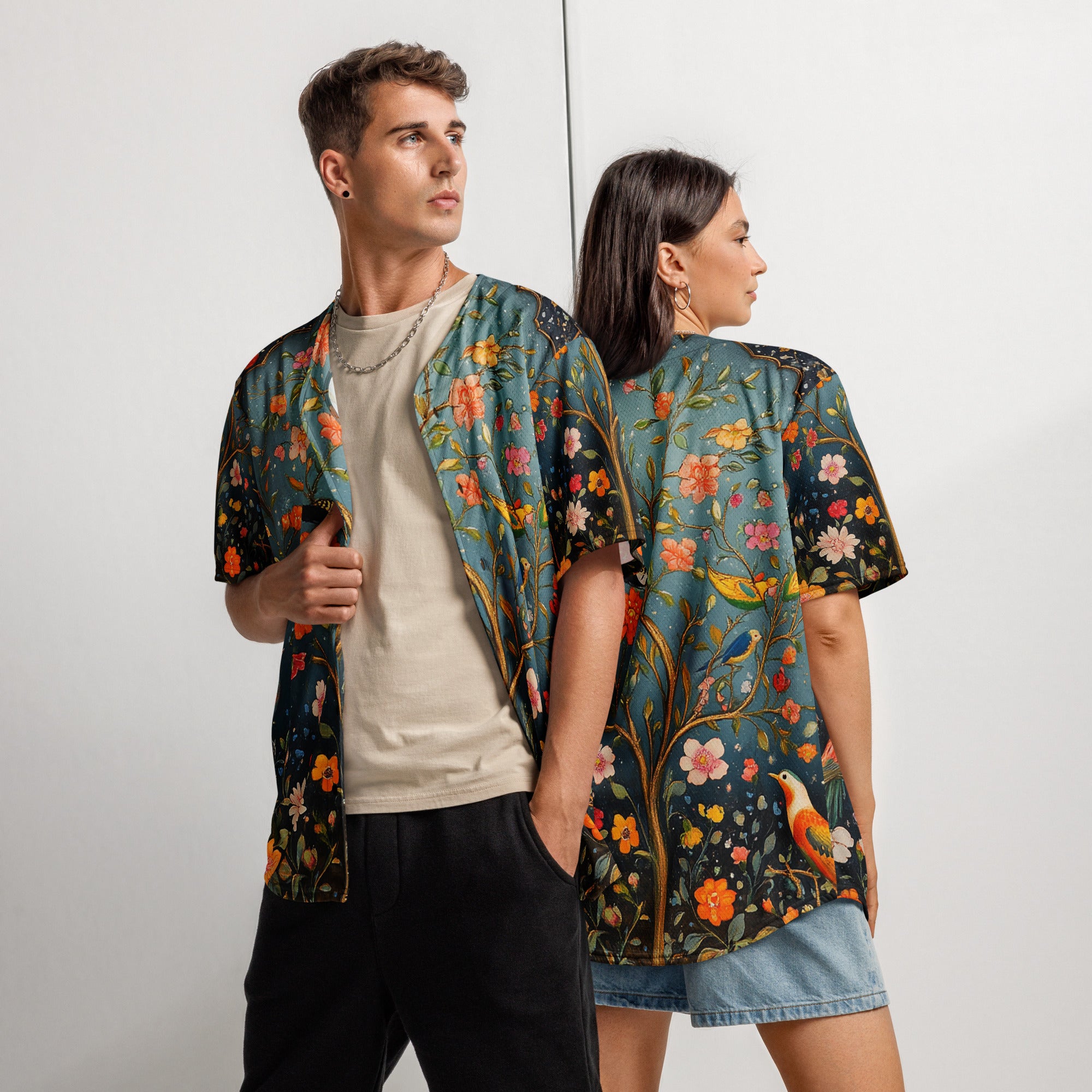 Recycled unisex button-up jersey - Persian motives