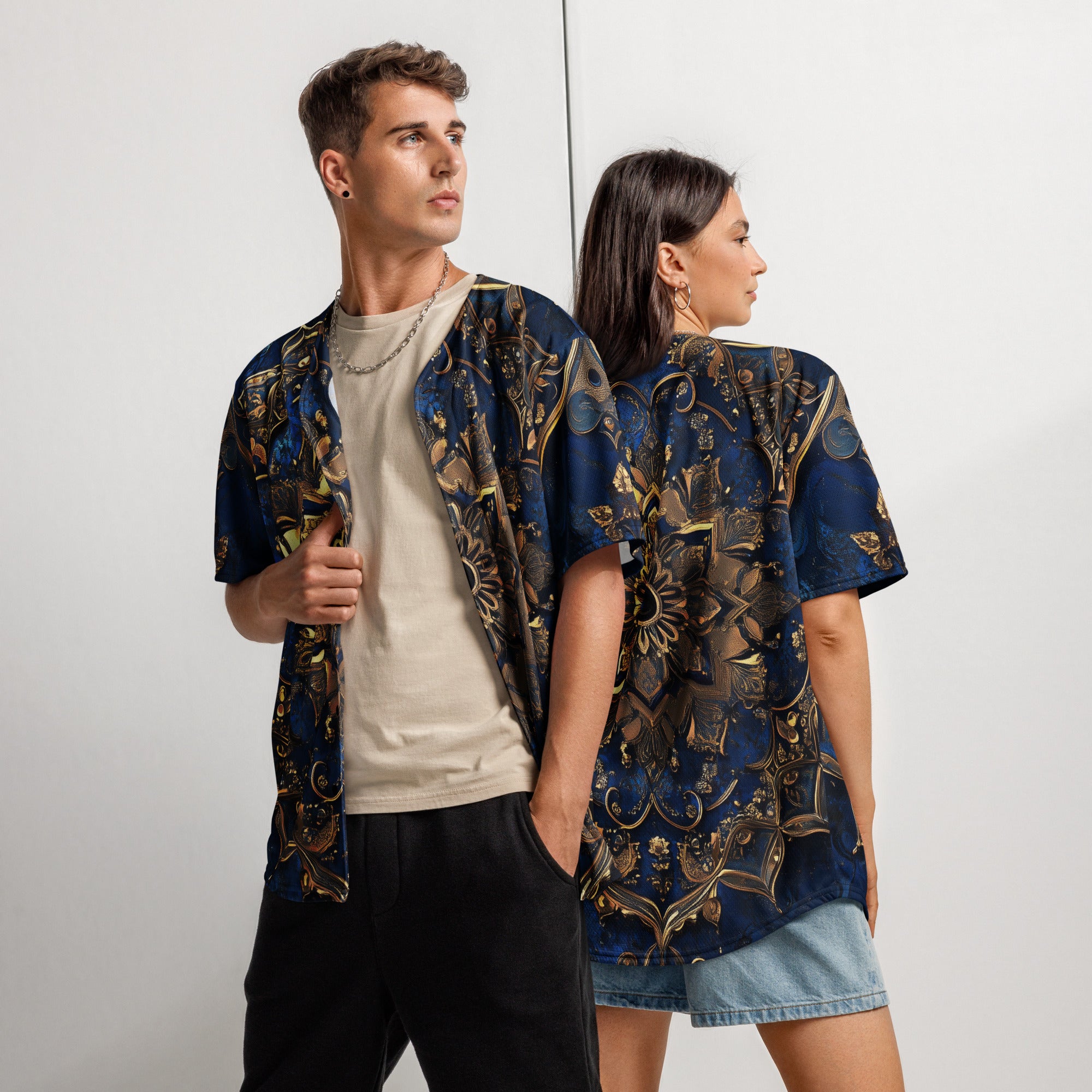 Recycled unisex button-up jersey - Persian motives