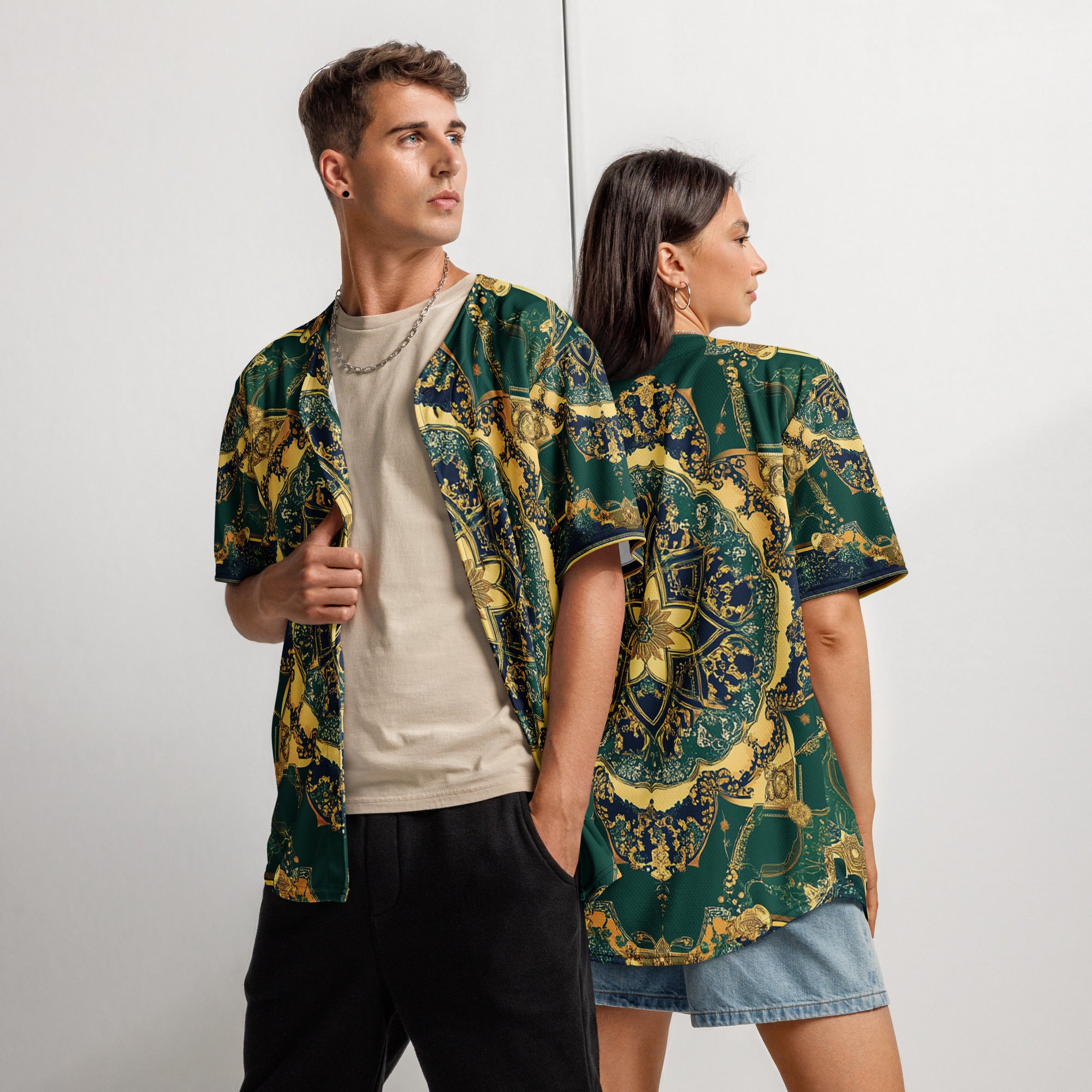 Recycled unisex button-up jersey - Persian motives