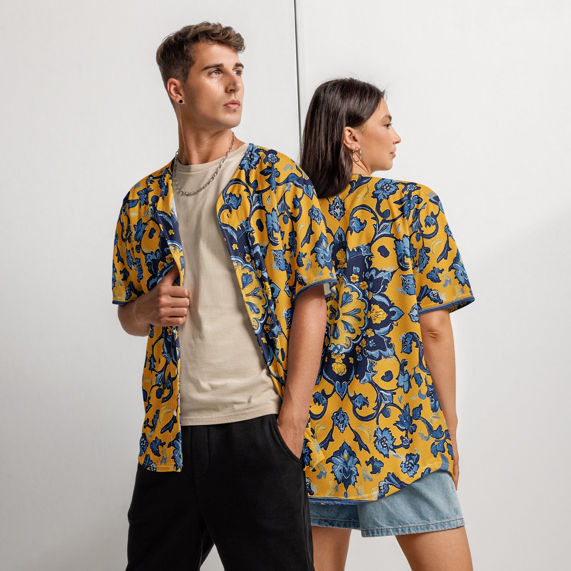 Recycled unisex button-up jersey - Persian motives