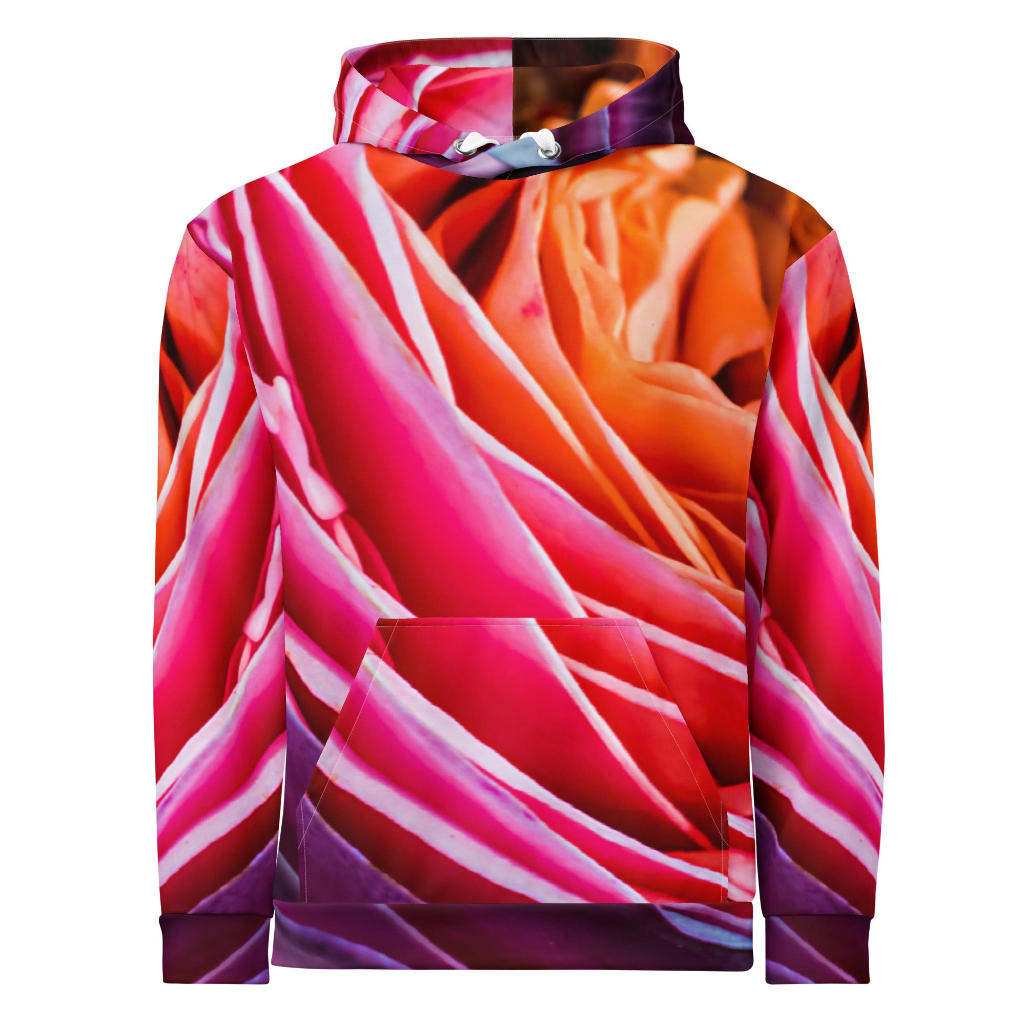 All over print unisex hoodie featuring vivid floral artwork by Bardia Azizi.