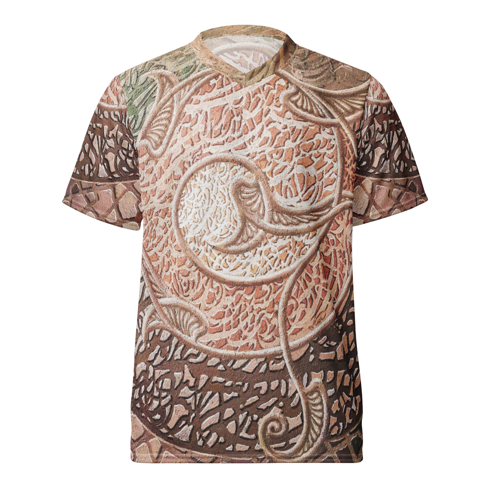 Recycled unisex sports jersey with Bewilderment painting by Shamsollah Saedi
