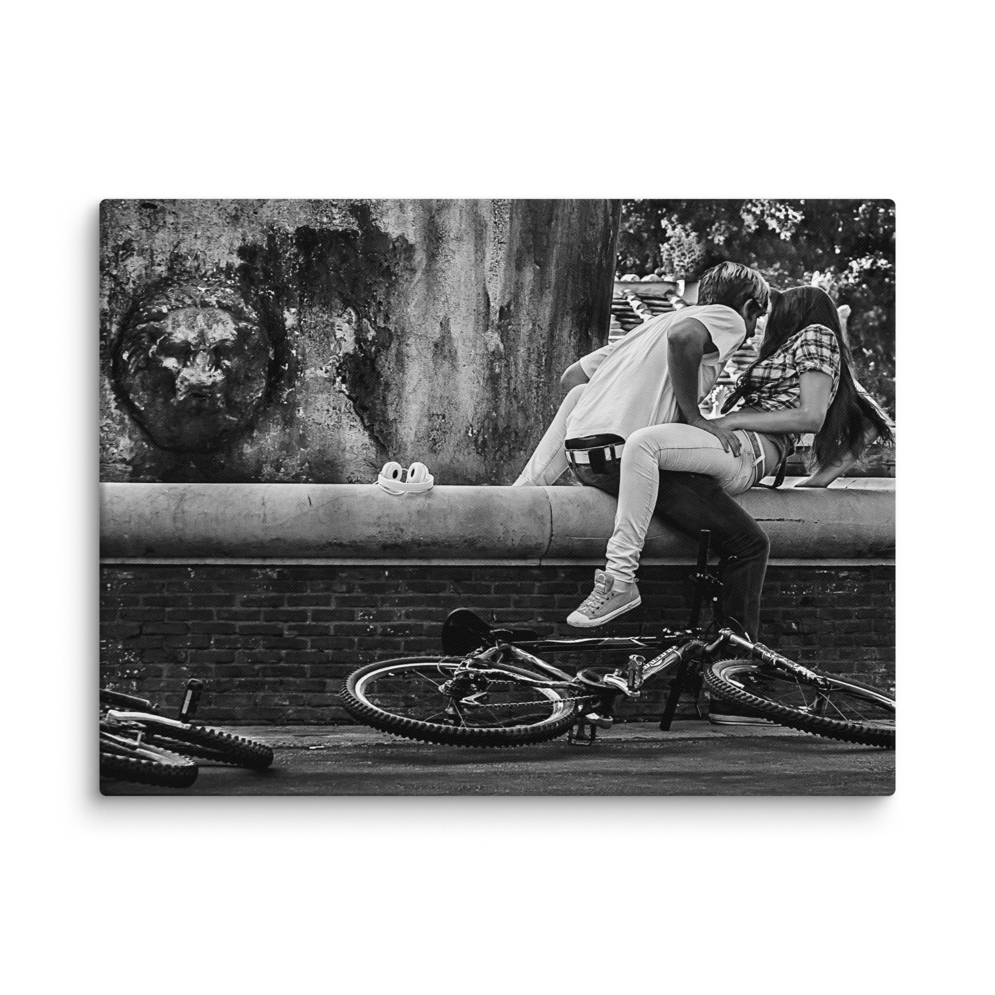 Canvas print of Hugging by the Bikes photography by Bardia Azizi