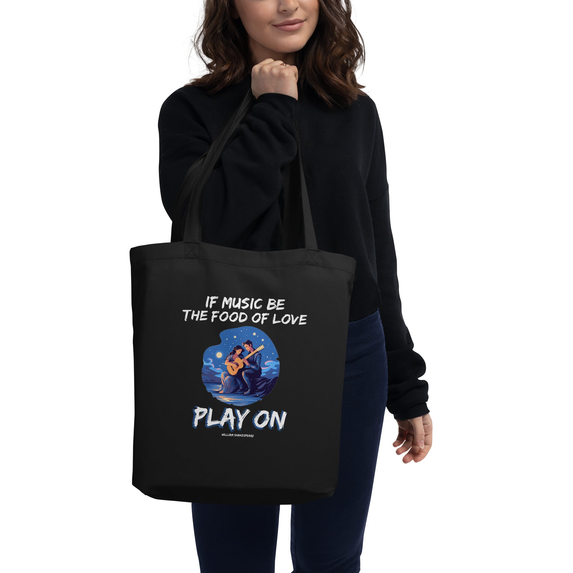 Eco Tote Bag - William Shakespeare quotes, "If music be the food of love, play on"