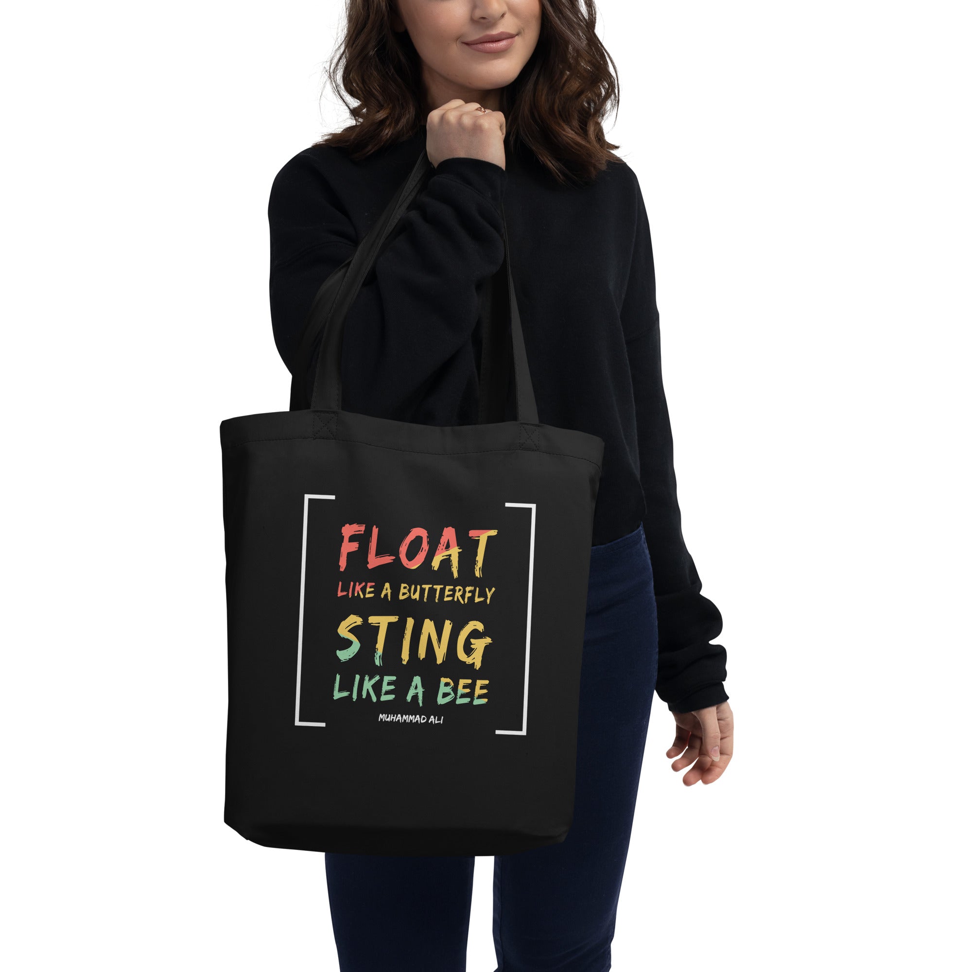 Eco Tote Bag - Muhammad Ali quotes, “Float Like a Butterfly, sting like a Bee”