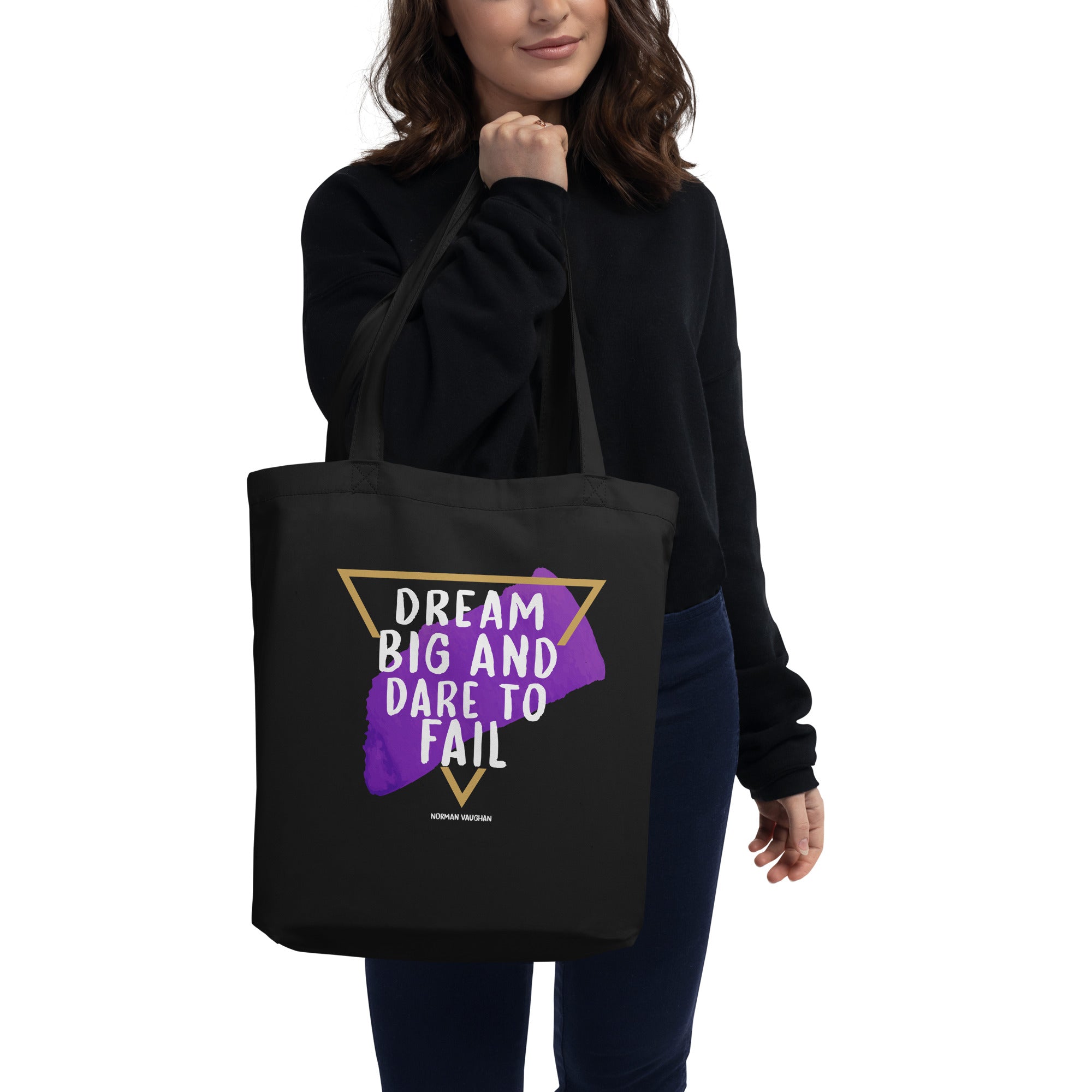 Eco Tote Bag - Norman Vaughan quotes, "Dream big and dare to fail"