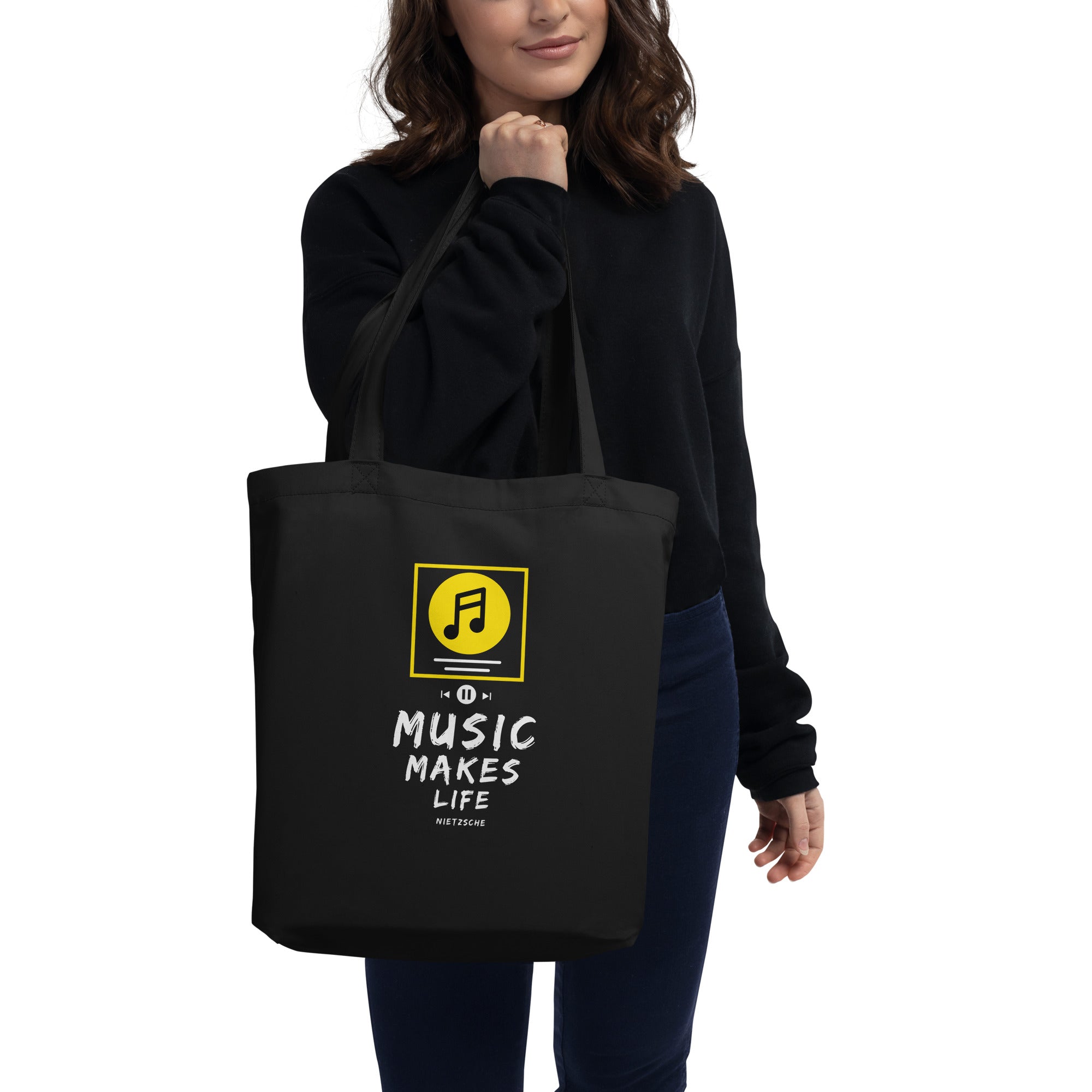 Eco Tote Bag - Nietzsche quotes, "Music makes life"