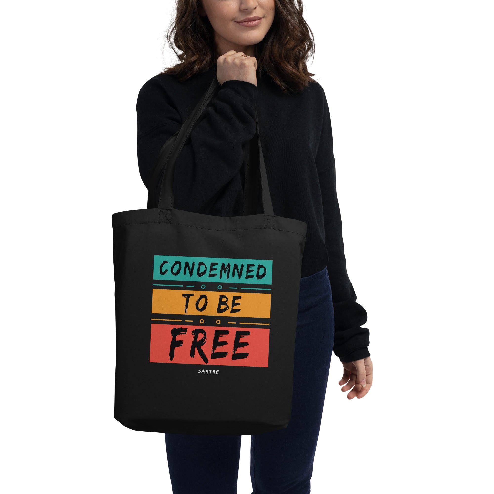 Eco Tote Bag - Sartre quotes, "Condemned to be free"