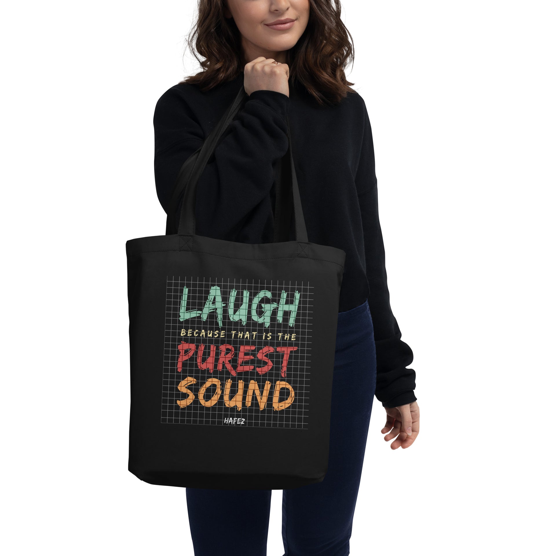 Eco Tote Bag - Hafez quotes, “Laugh because that is the purest sound.”