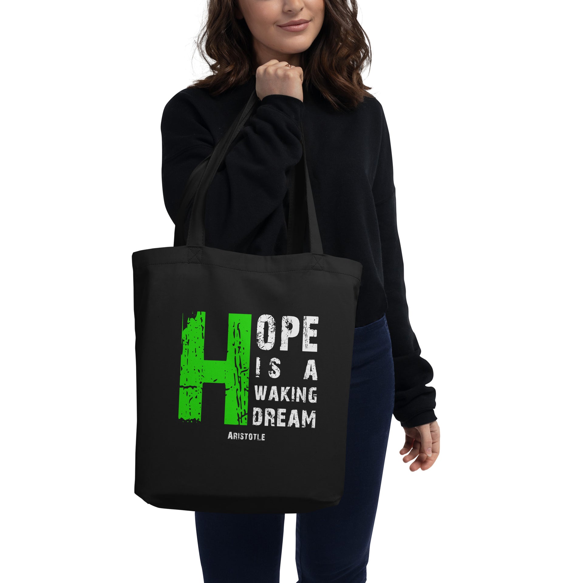 Eco Tote Bag - Aristotle quotes, "Hope is a waking dream"