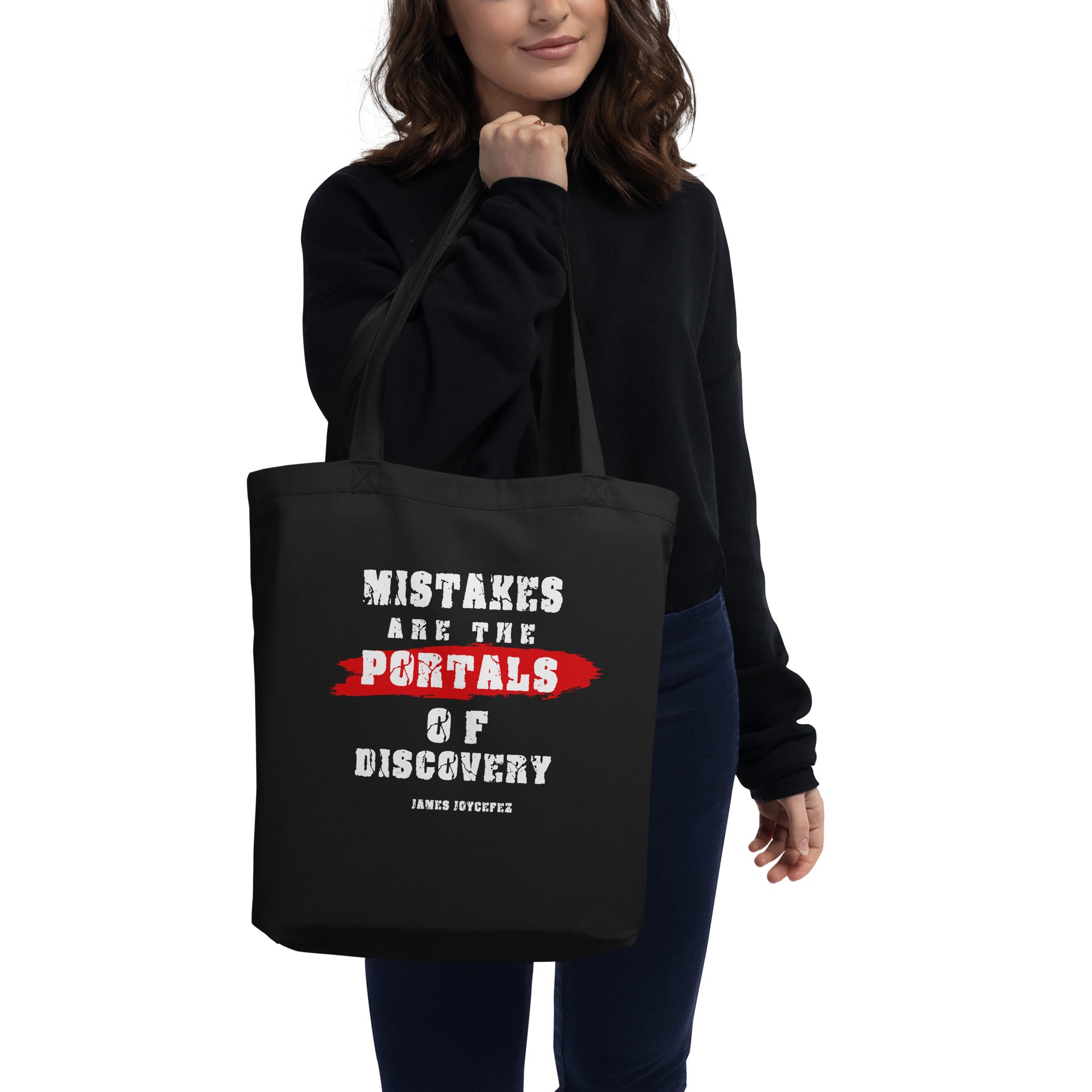 Eco Tote Bag - James Joyce quotes, "Mistakes are the portals of discovery"