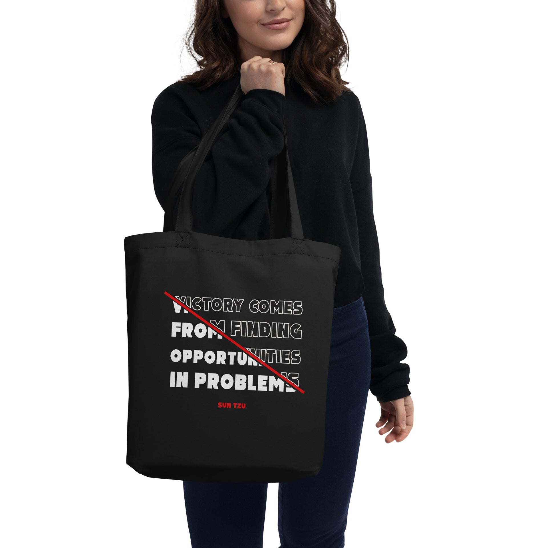 Eco Tote Bag - Sun Tzu quotes, “Victory comes from finding opportunities in problems”