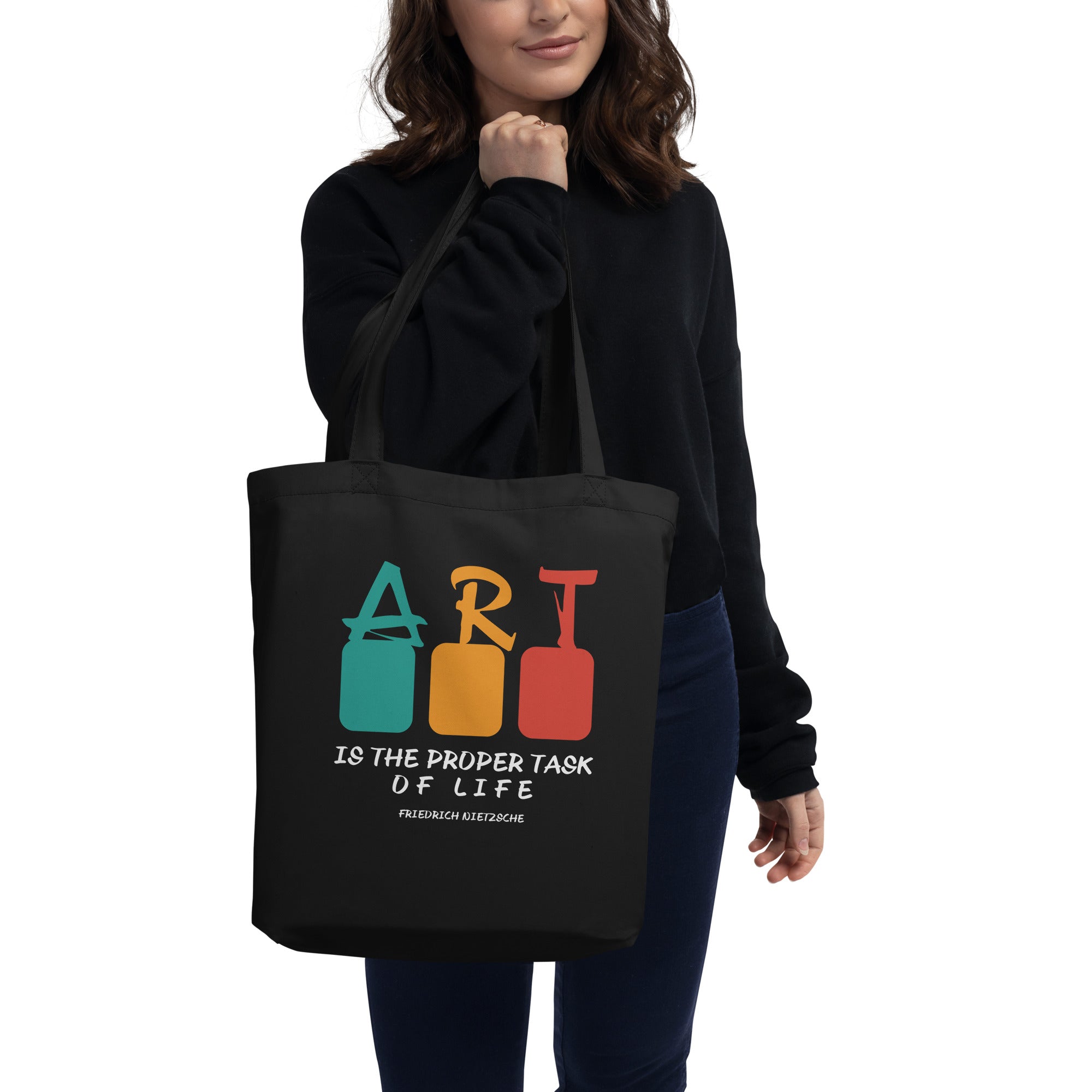 Eco Tote Bag - Friedrich Nietzsche Quotes, "Art is the proper task of life."