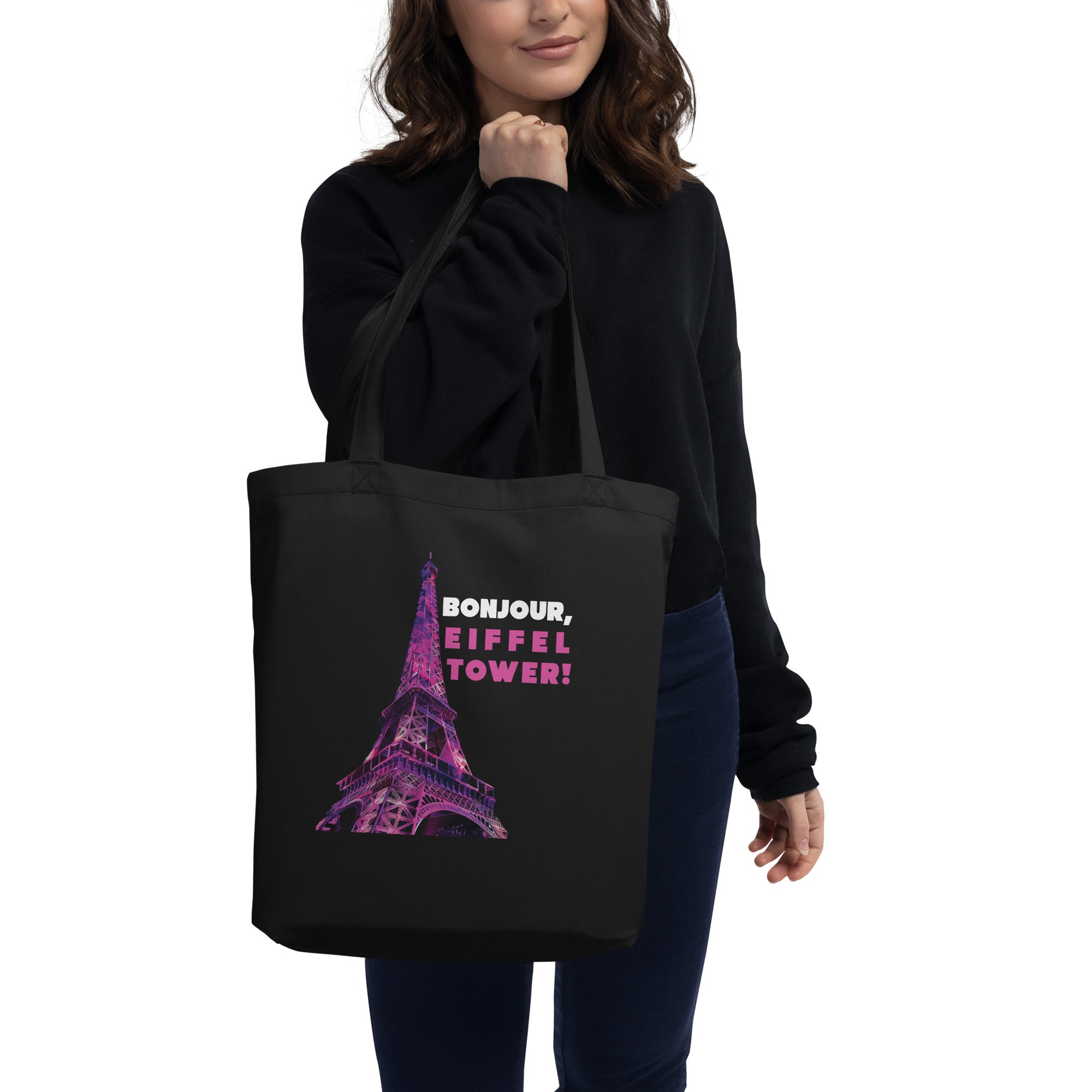 Eco Tote Bag - Bonjour, Eiffel Tower