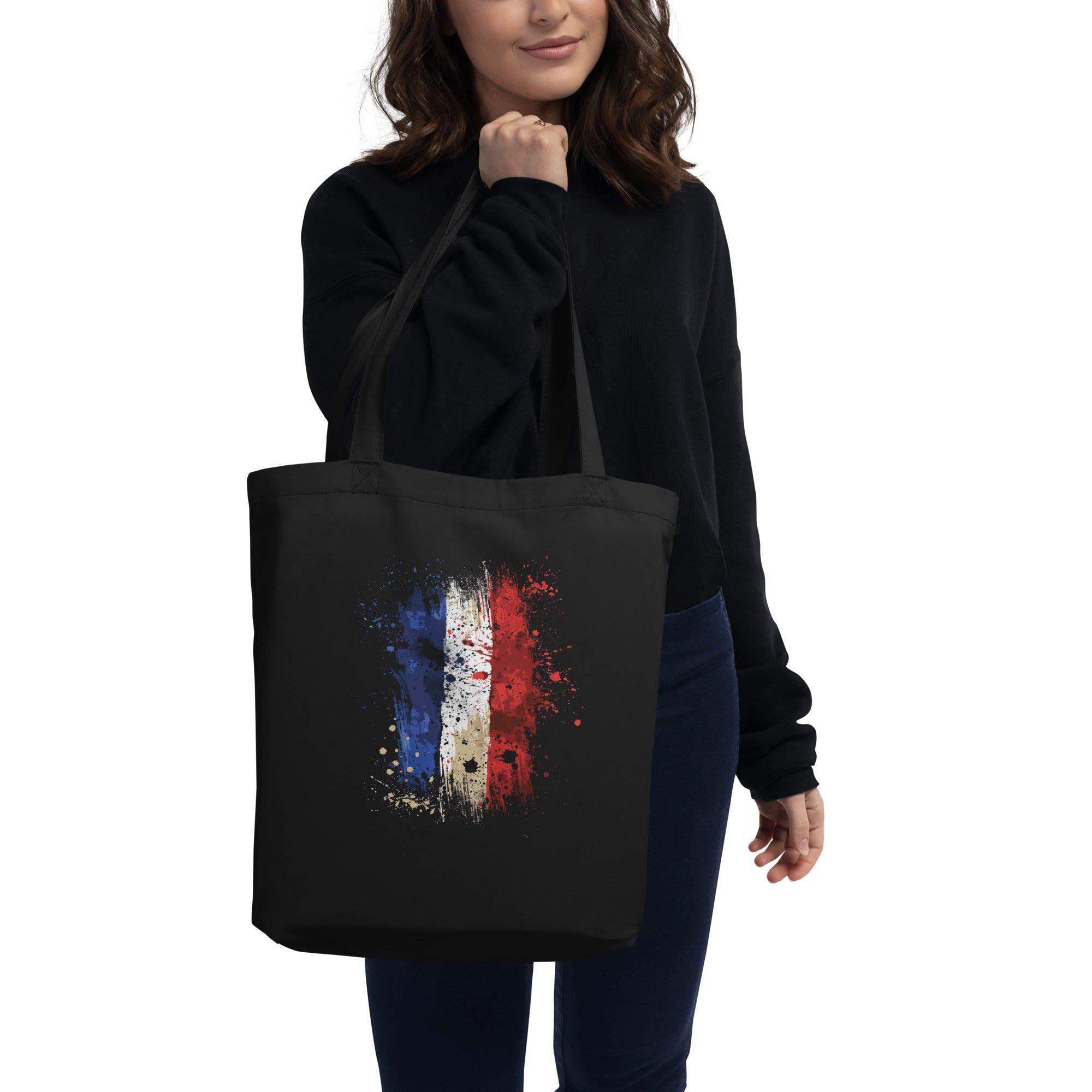 Eco Tote Bag - France Flag with splash colors