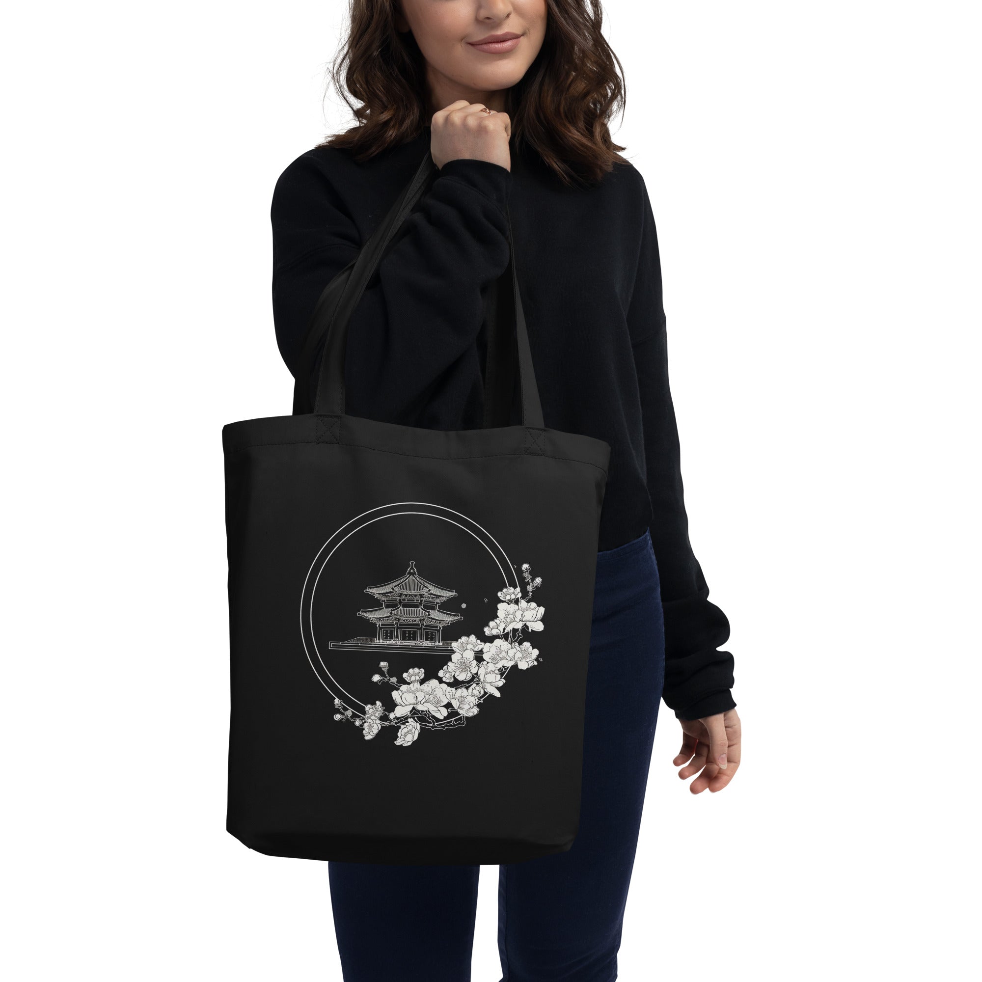 Eco Tote Bag - Temple with mugunghwa Flowers