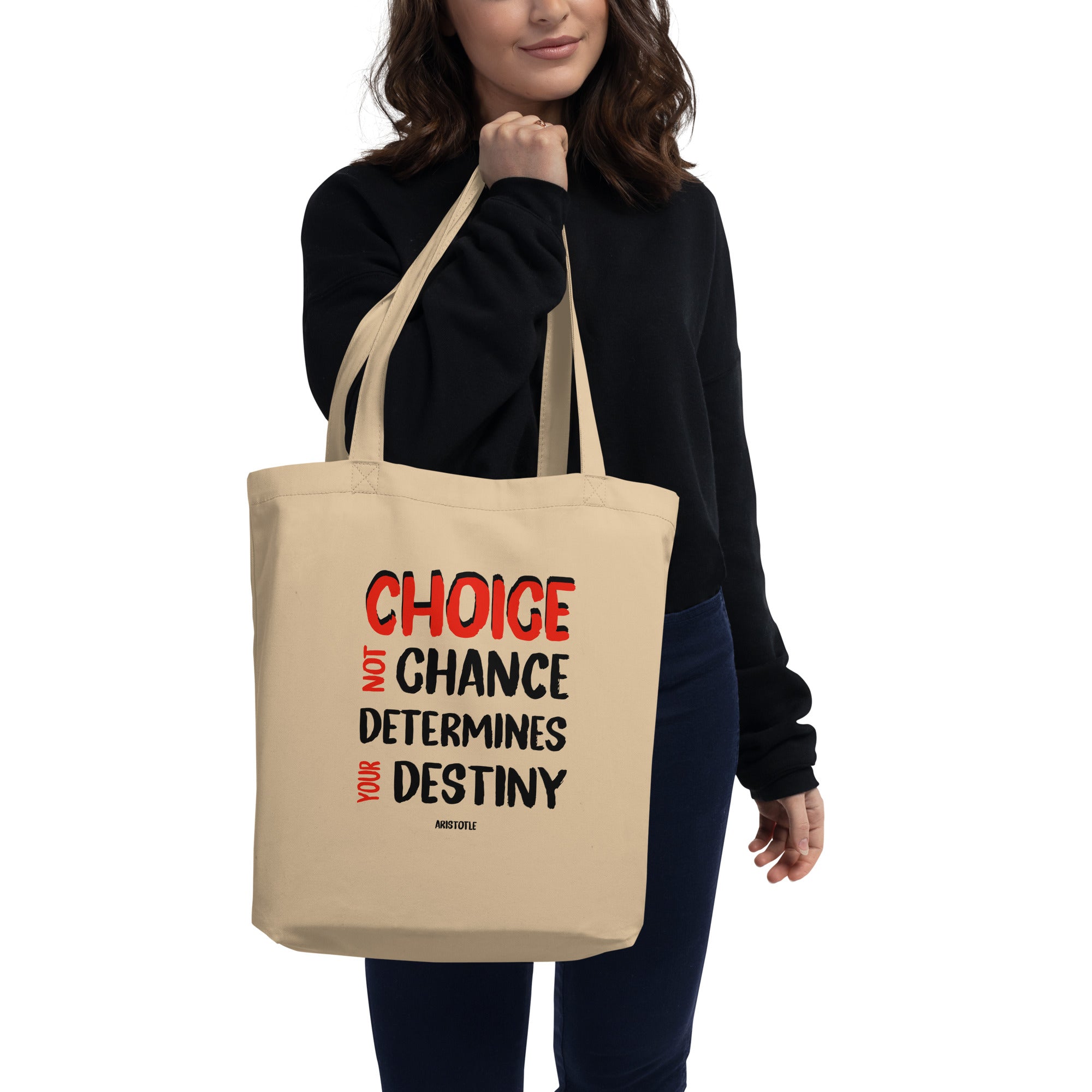 Eco Tote Bag - Aristotle quotes, "Choice, not chance, determines your destiny"