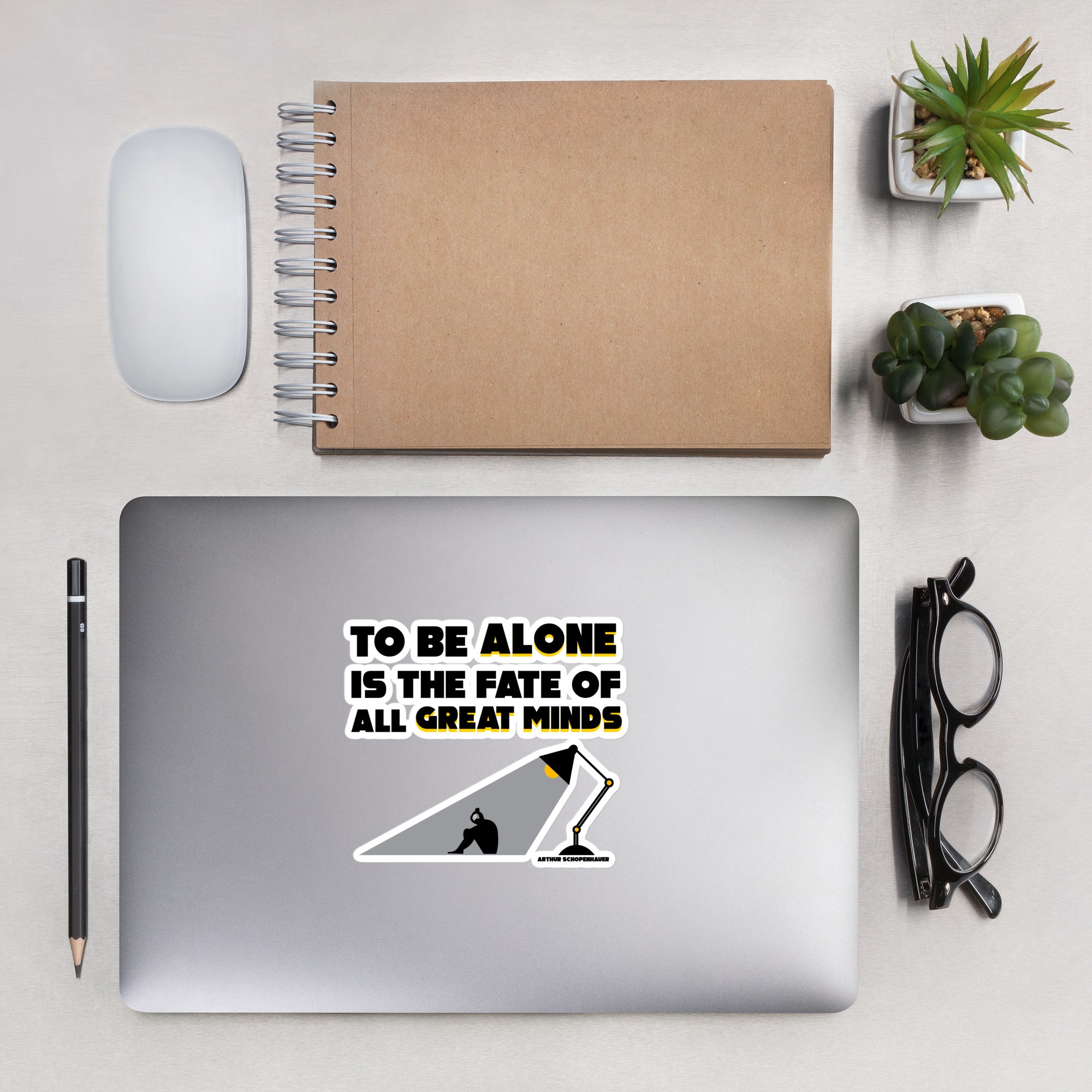 Bubble-free stickers - Arthur Schopenhauer quotes, "To be alone is the fate of all great minds"