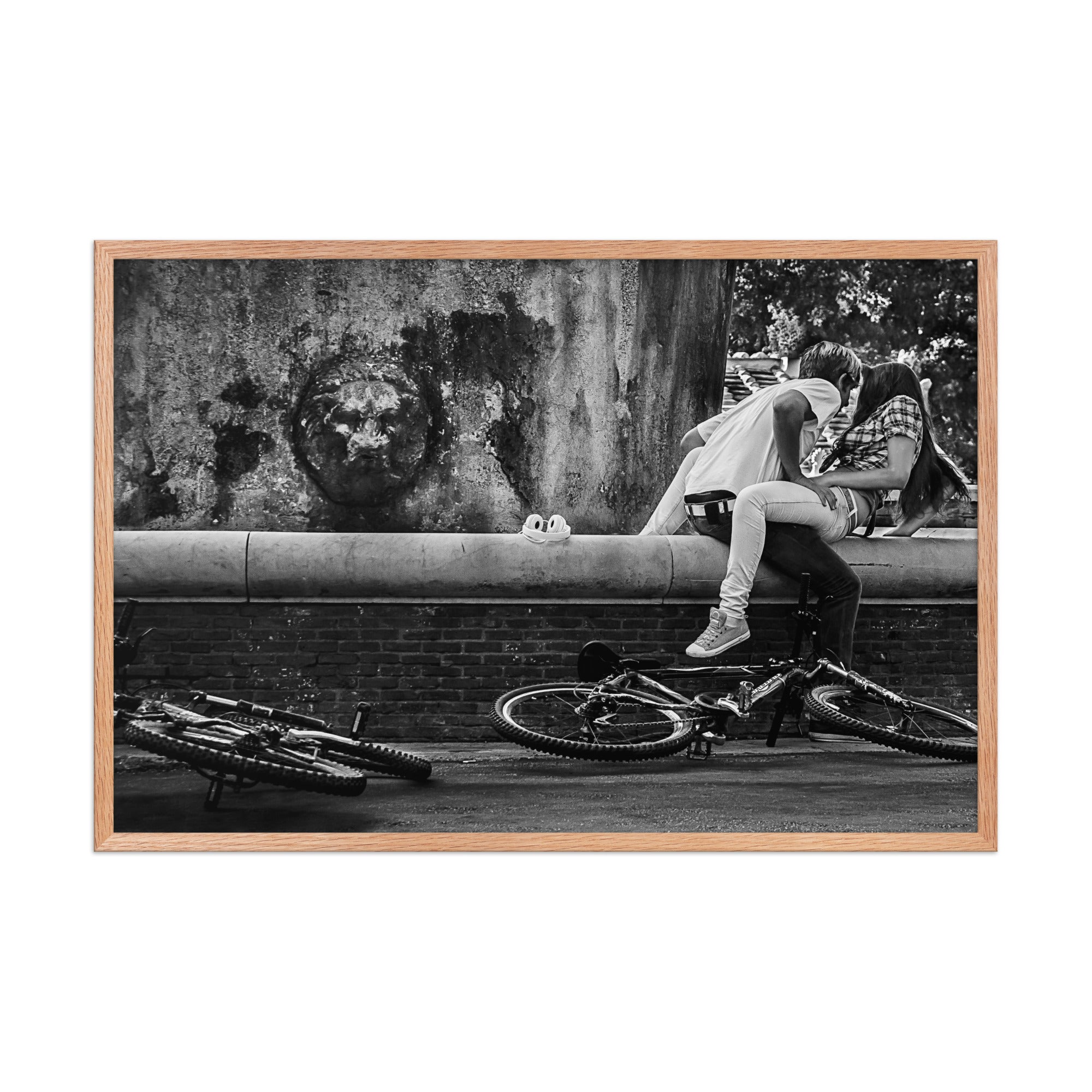 Framed photo poster of Hugging by the Bikes photography by Bardia Azizi