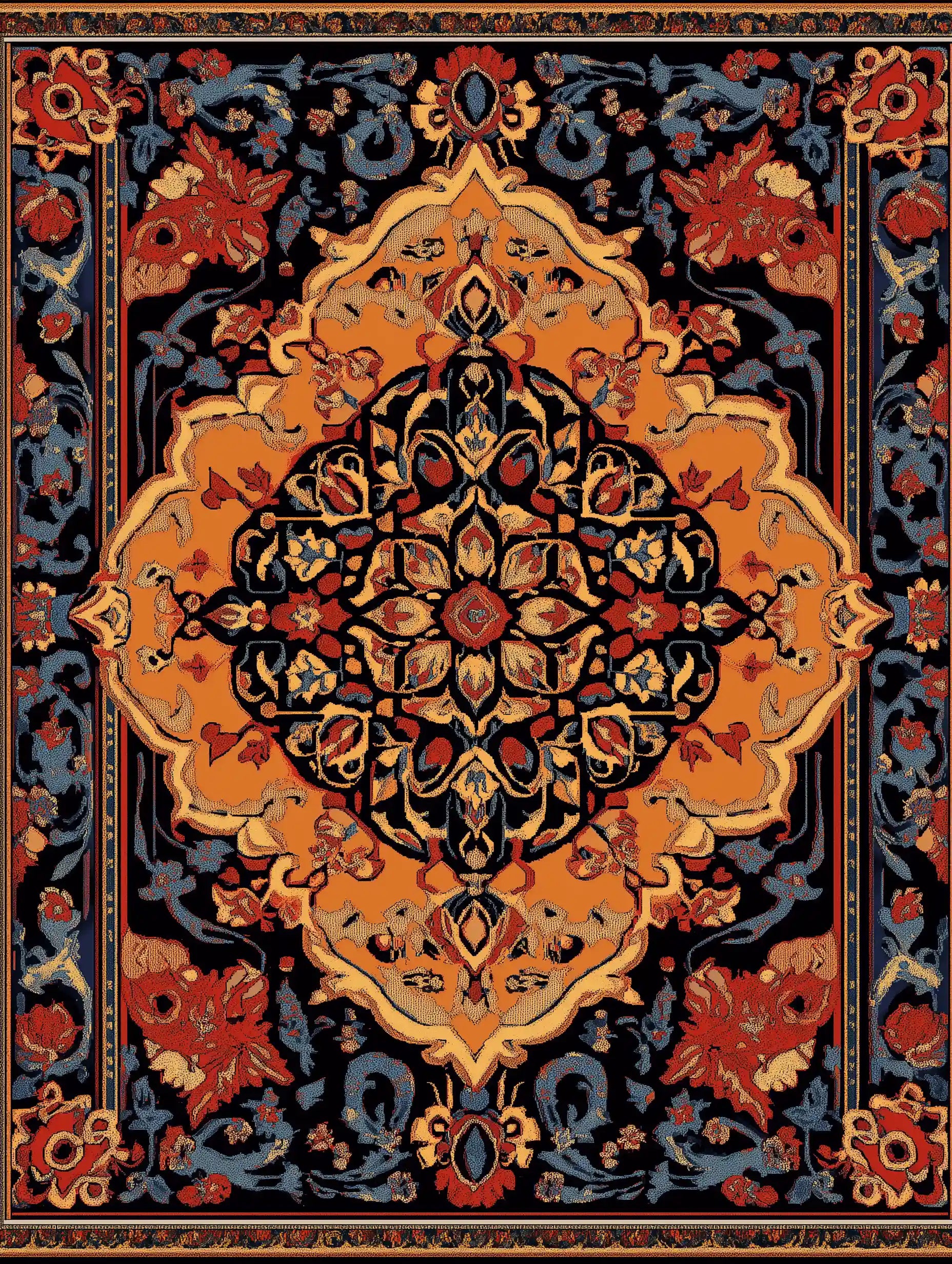 Recycled unisex button-up jersey - Persian motives, carpet pattern