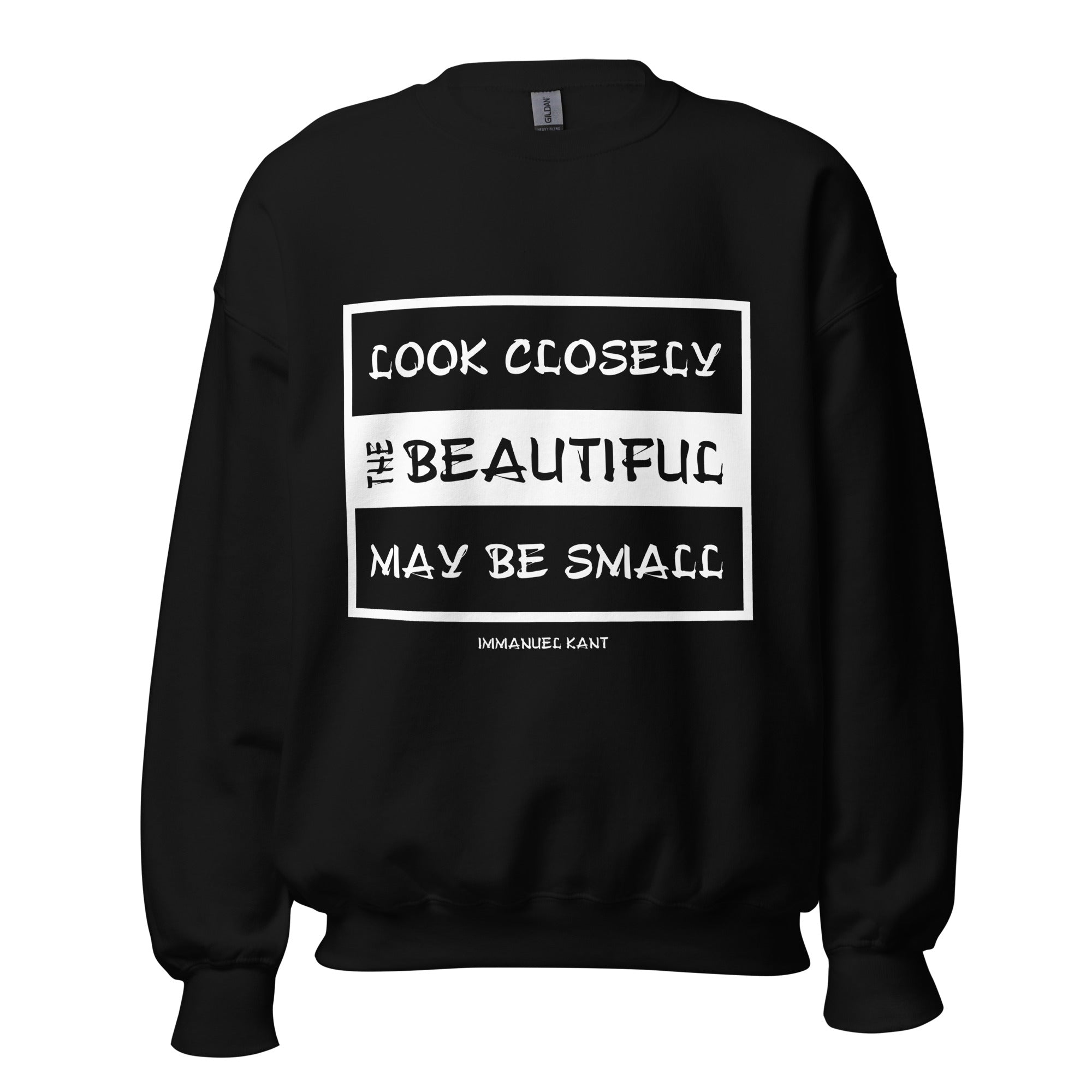 Unisex Sweatshirt - Immanuel Kant Quotes, "Look closely. The beautiful may be small."