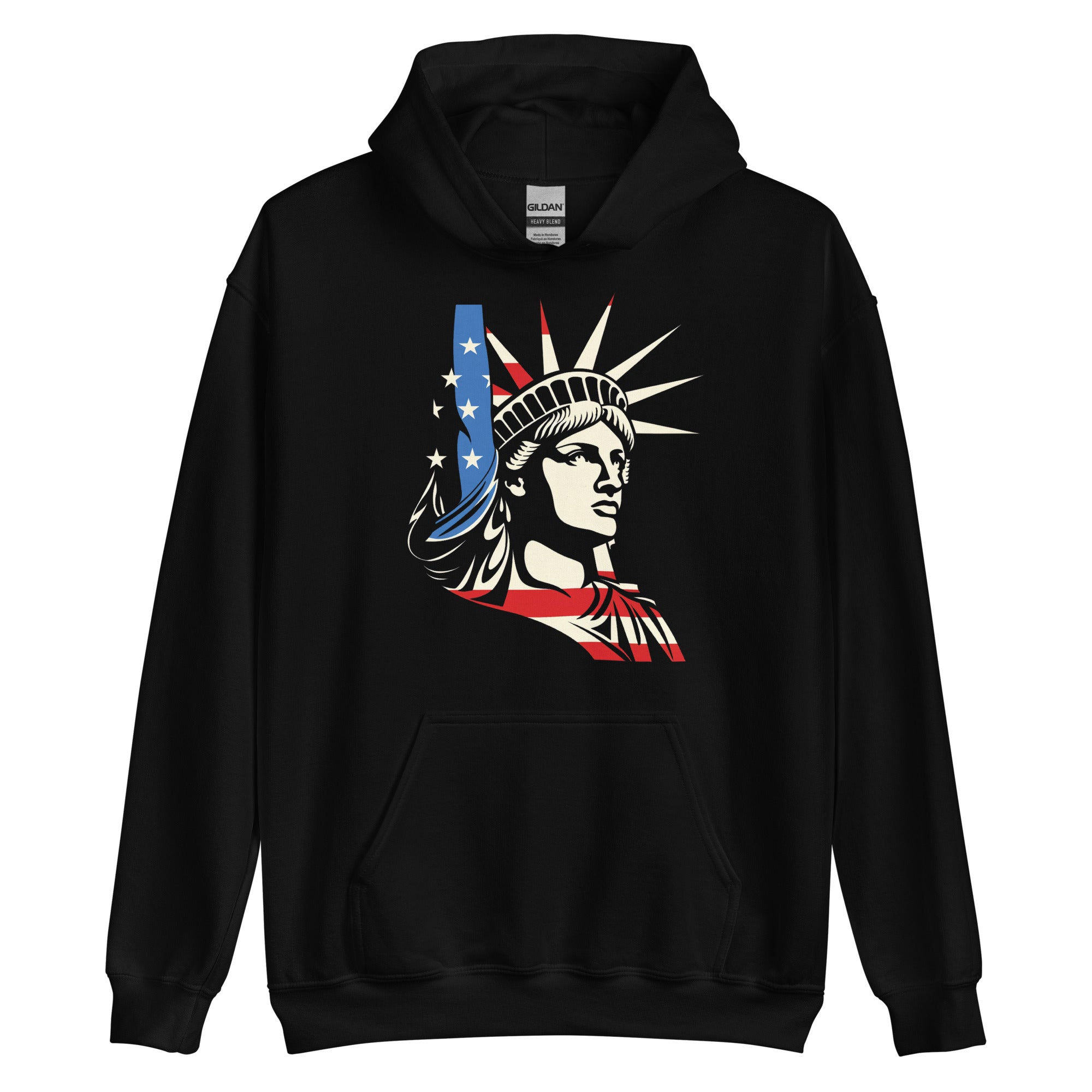 Unisex Hoodie - The Statue of Liberty in American flag colors