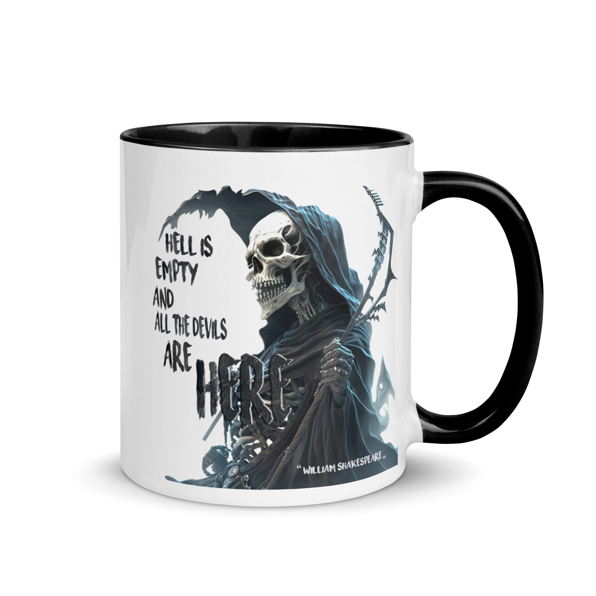 Mug with Color Inside -  William Shakespeare quotes, "Hell is empty and all the devils are here"