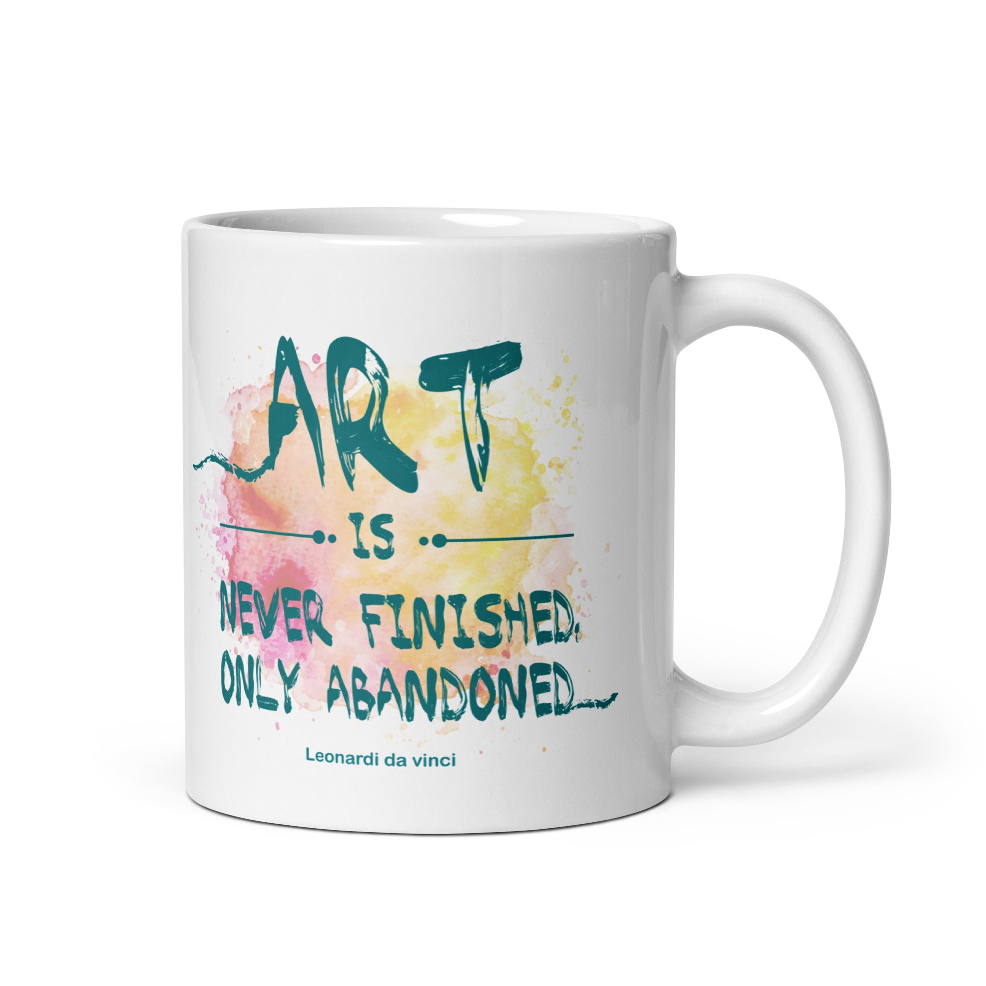 White glossy mug - Leonardo da vinci's Quotes