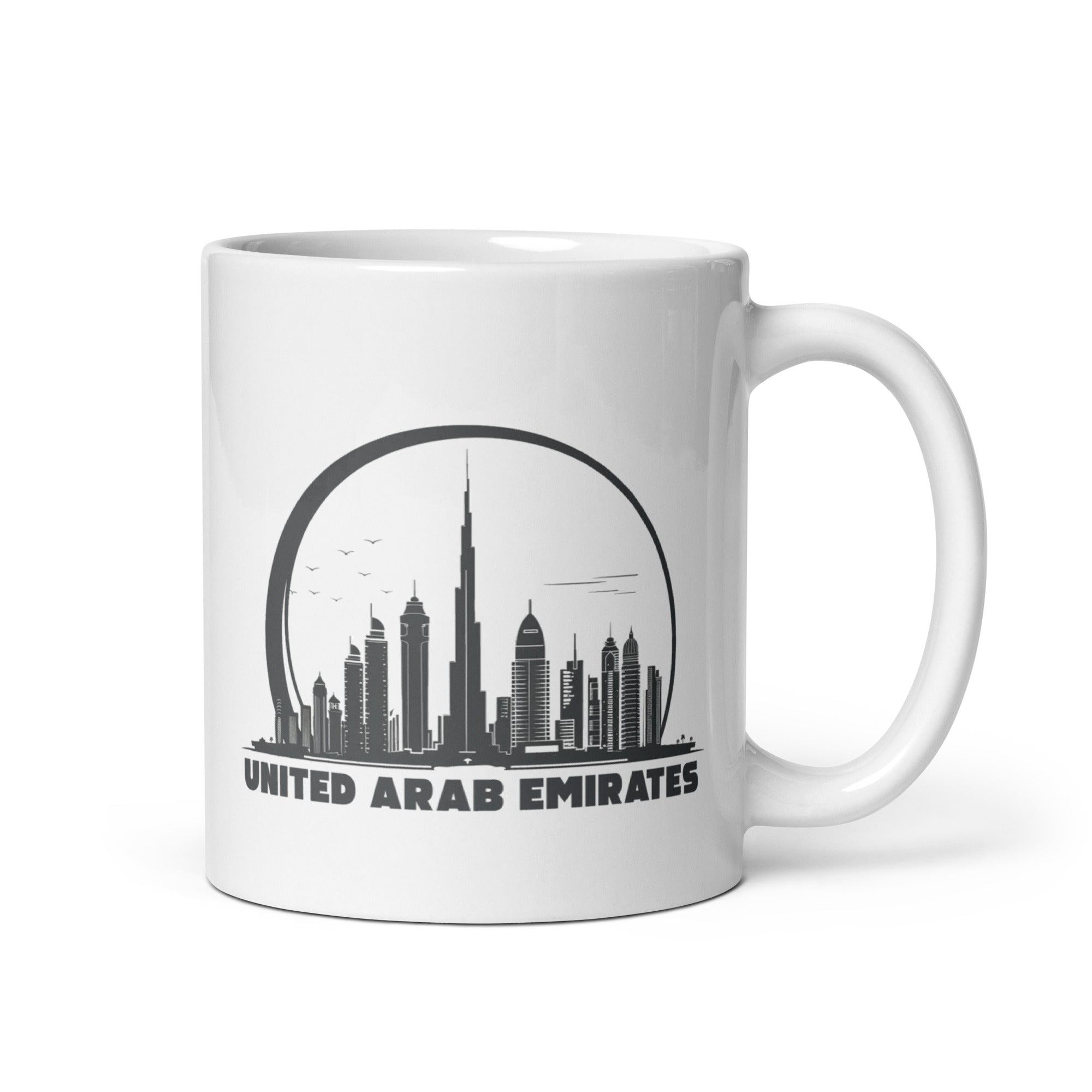 White glossy mug - UAE Buildings