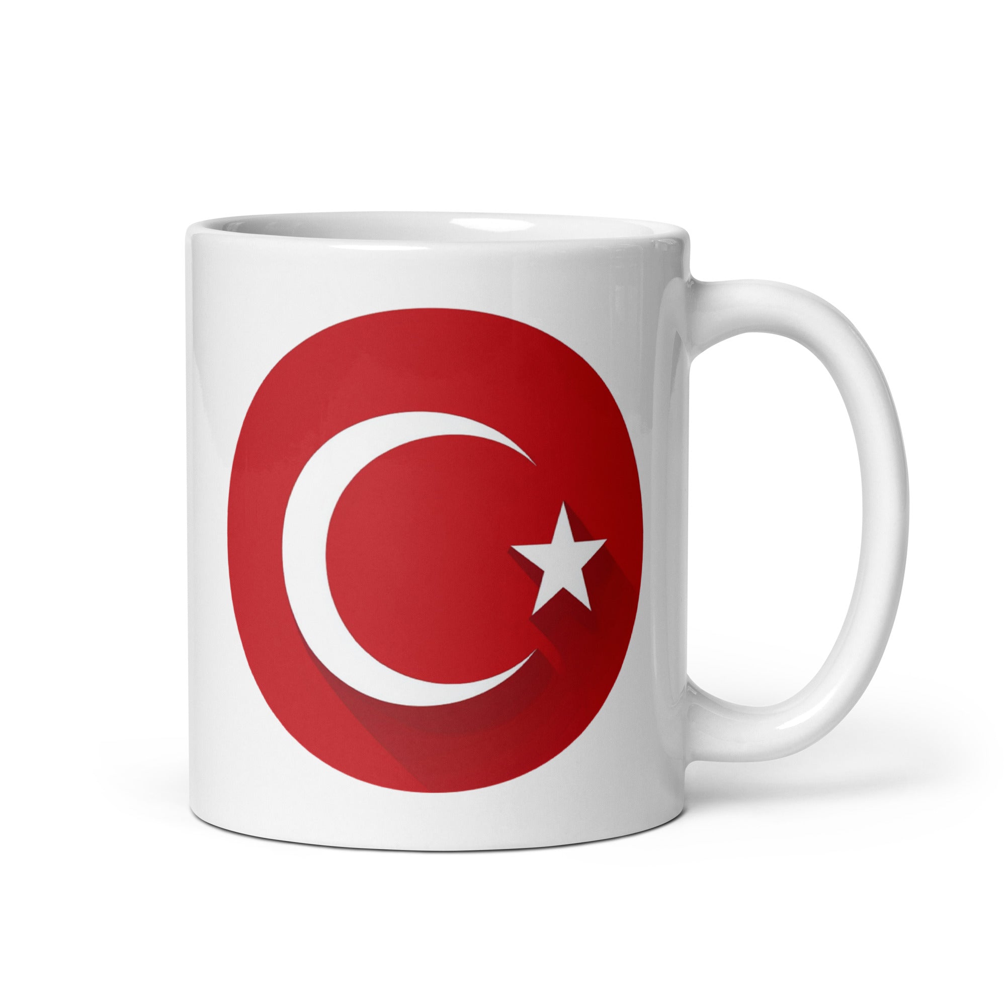 White glossy mug - Circle Flag of Turkey Badge