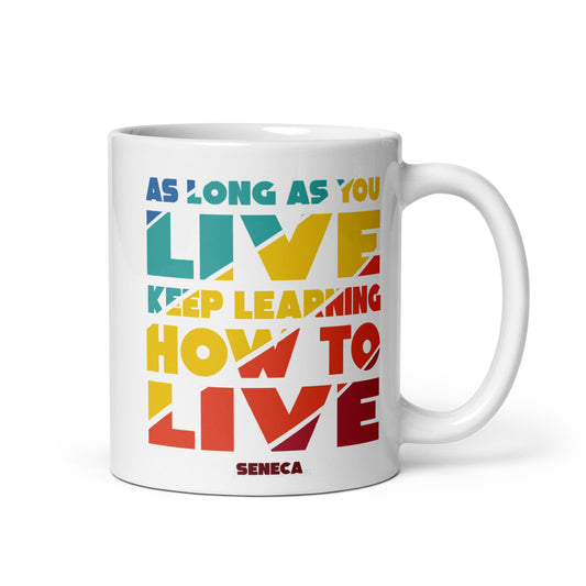 White glossy mug - Seneca quotes