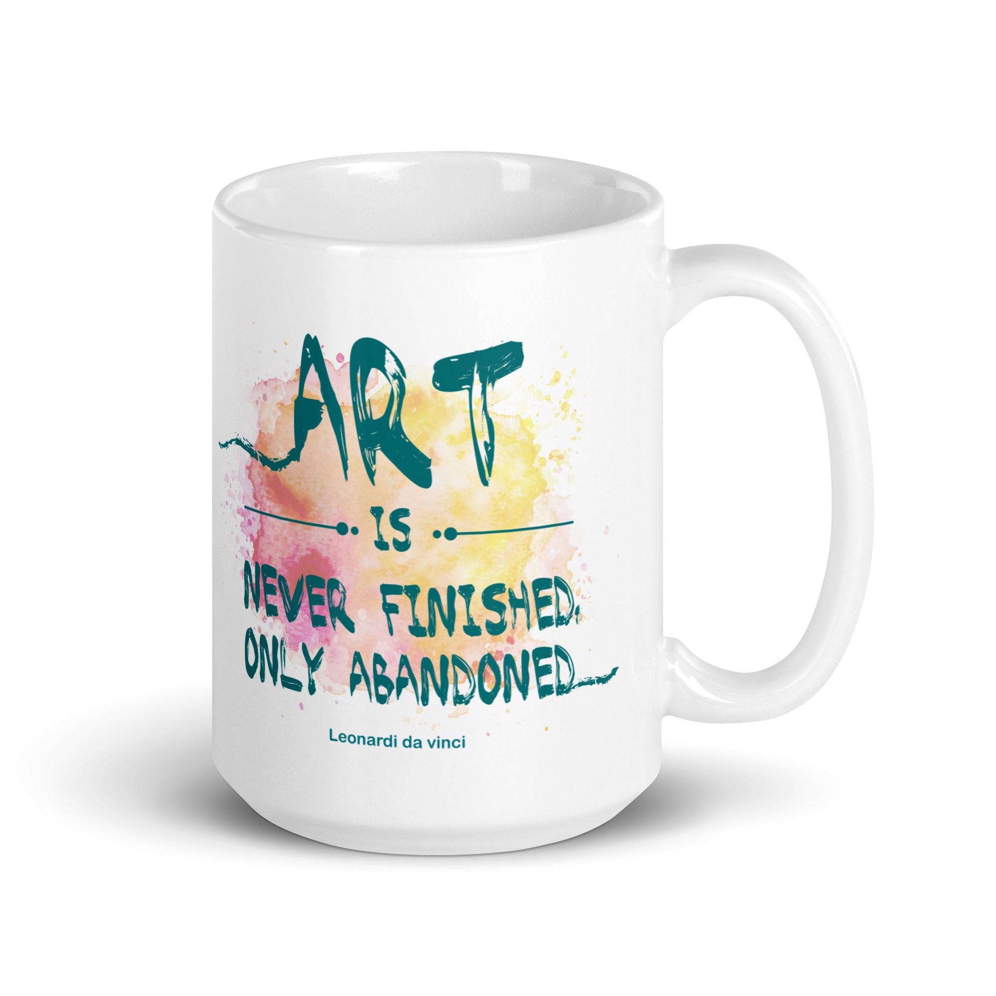 White glossy mug - Leonardo da vinci's Quotes