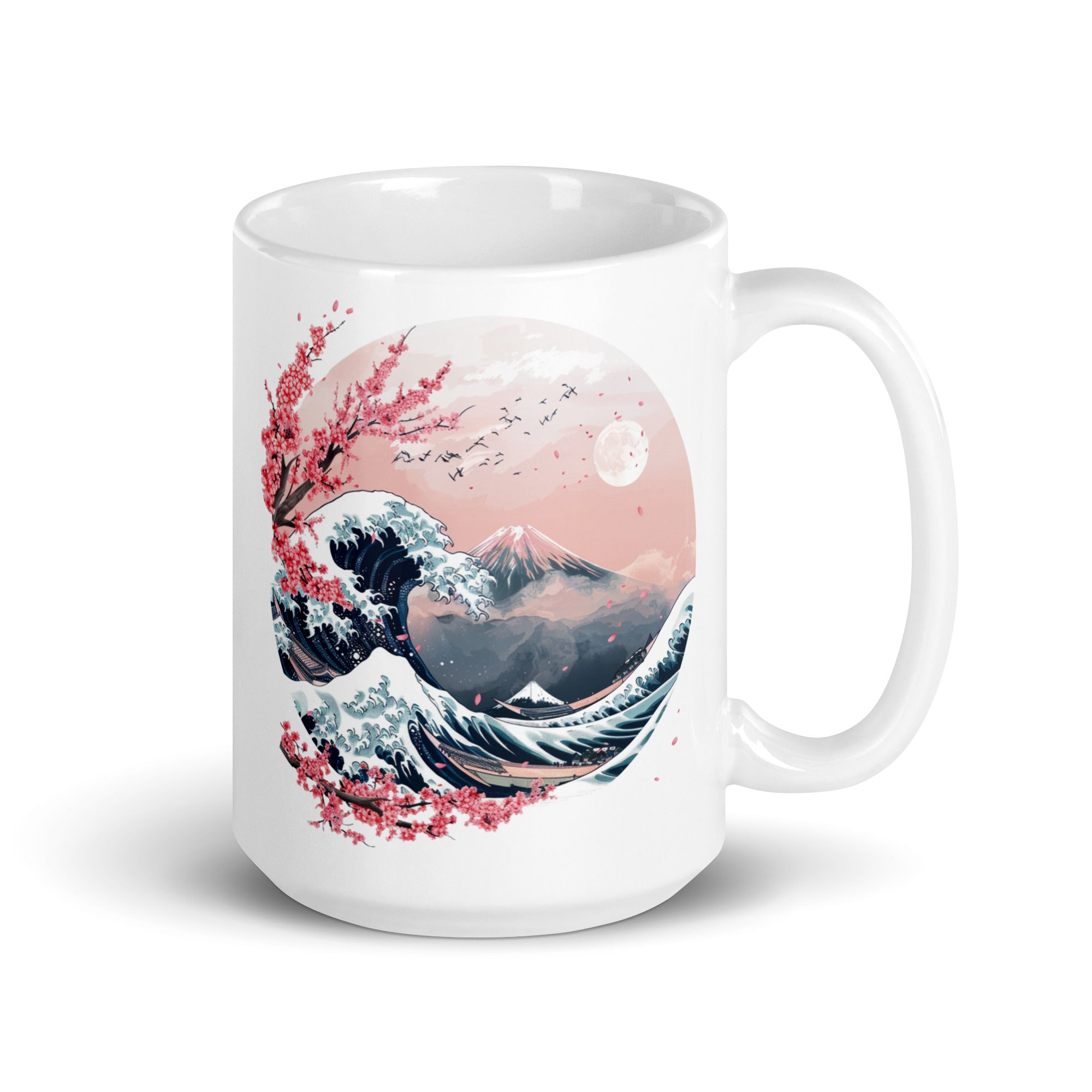 White glossy mug - The Great Wave By Hokusai (white)