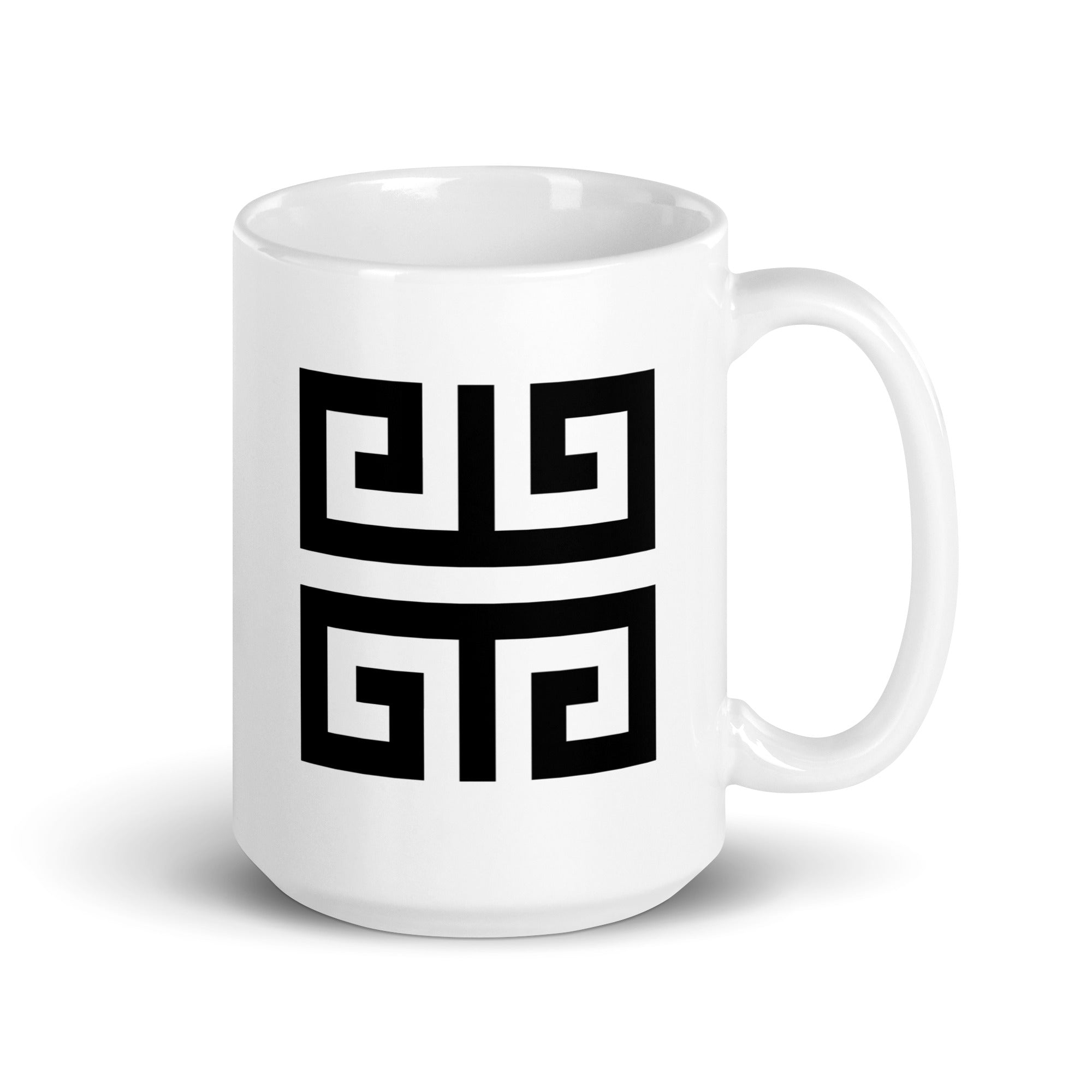 White glossy mug - Greek Key